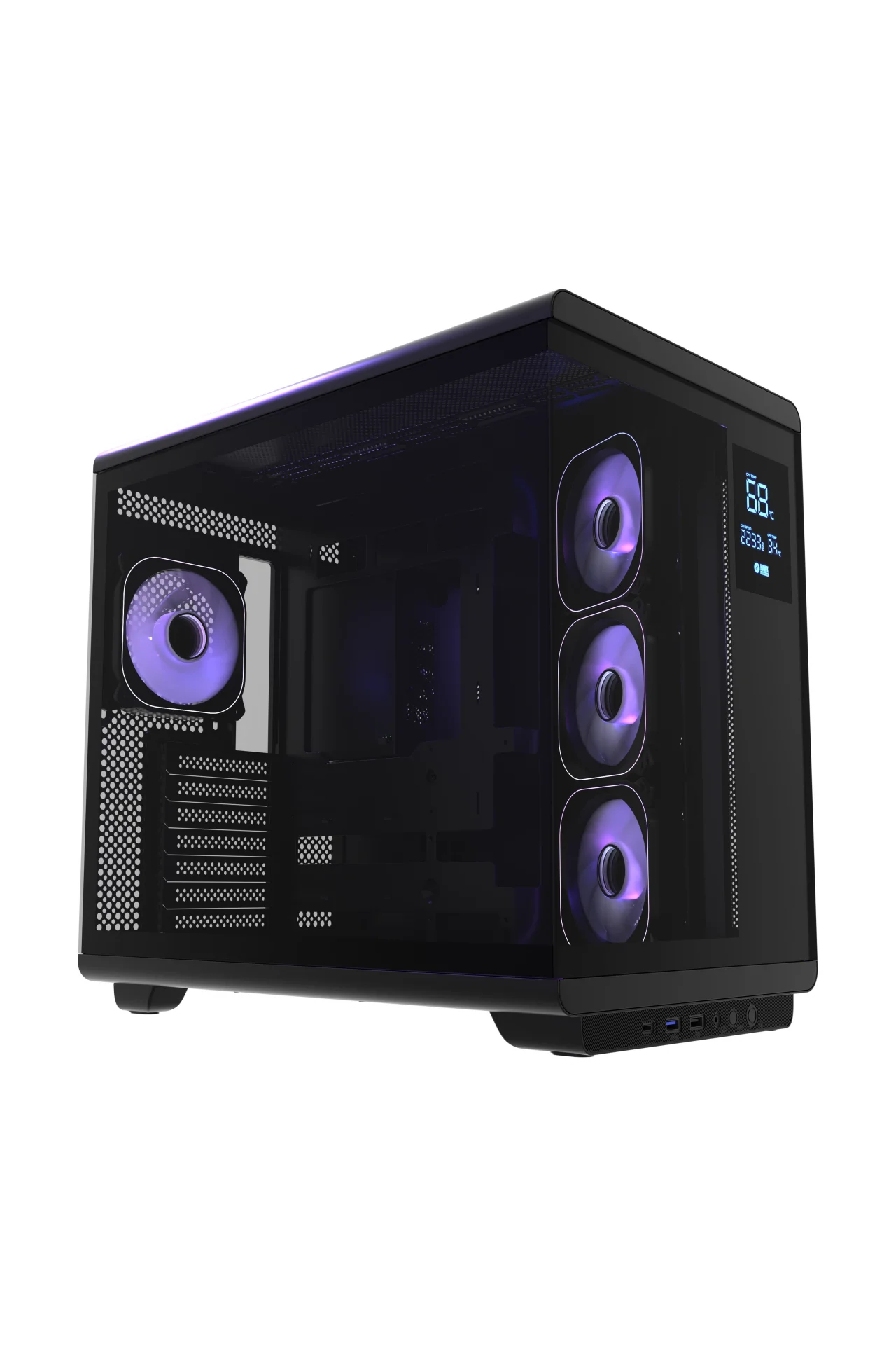 HC710 850W 80+ Bronze ARGB Akvaryum ATX Mid Tower Siyah Gaming Oyuncu Kasa