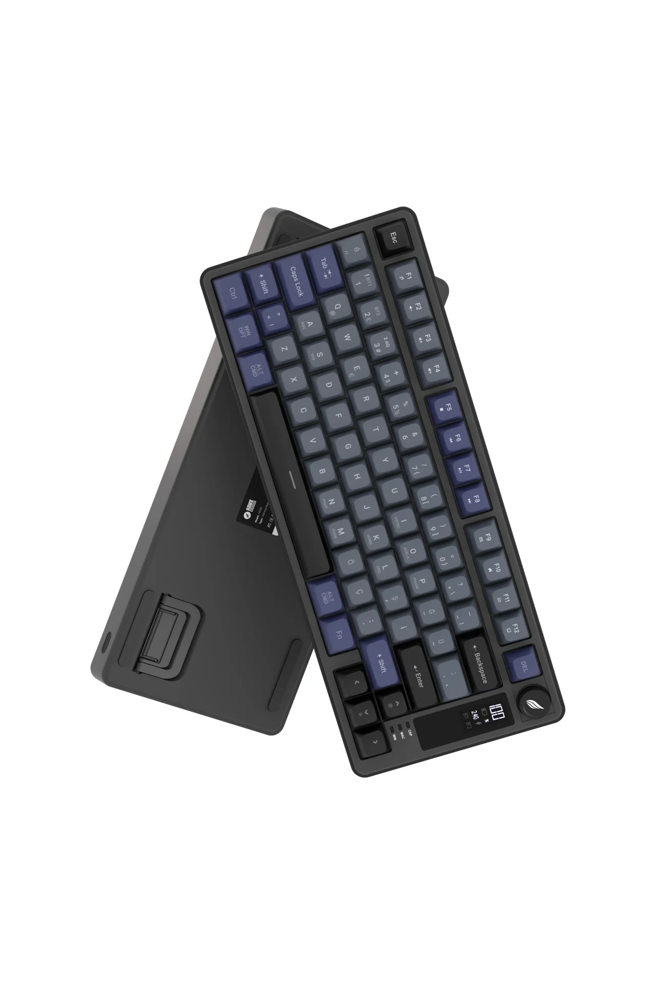 HK255 Membrane LCD RGB Kablosuz/Bluetooth Gri Mor %75 Türkçe Gaming Oyuncu Klavye
