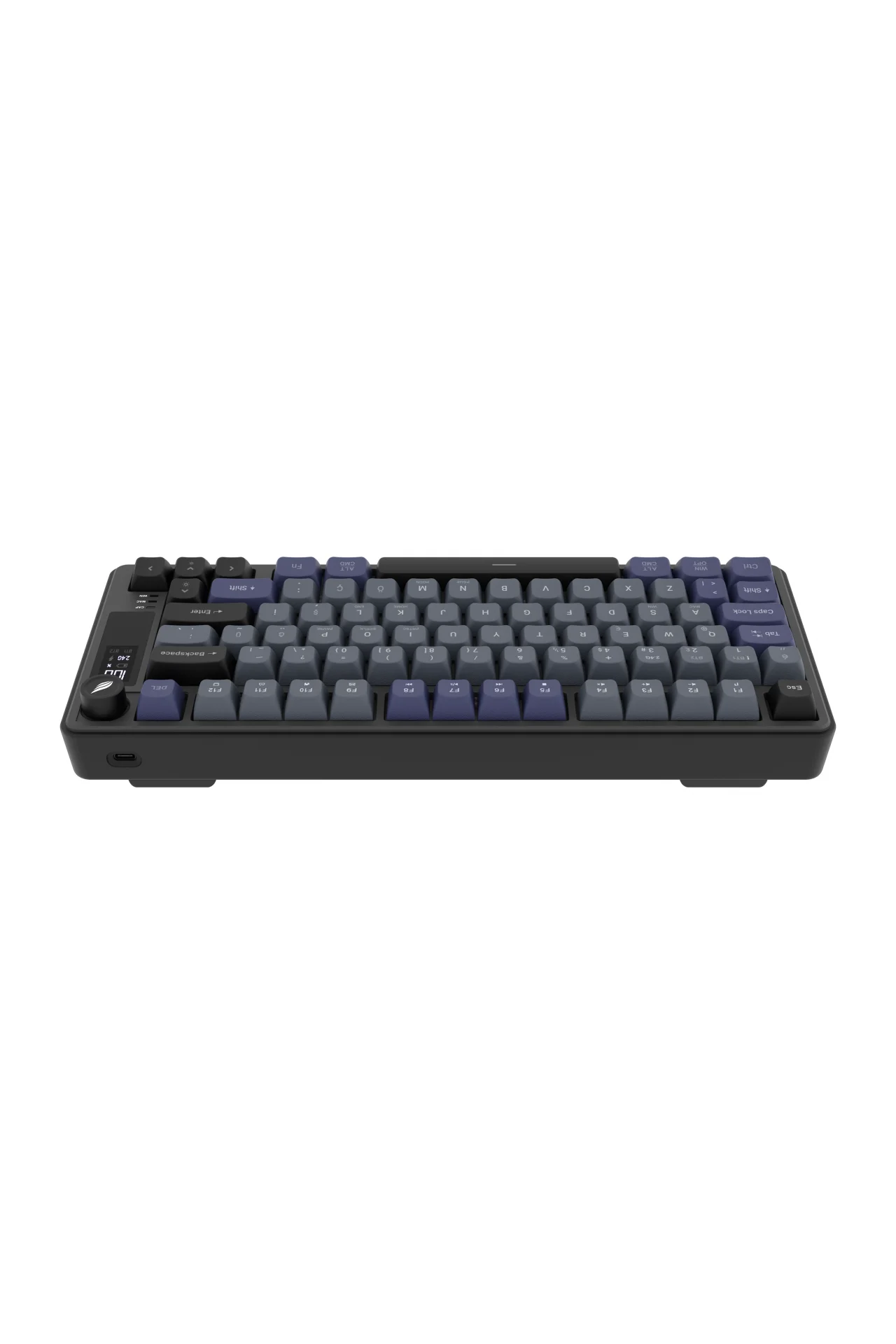 HK255 Membrane LCD RGB Kablosuz/Bluetooth Gri Mor %75 Türkçe Gaming Oyuncu Klavye