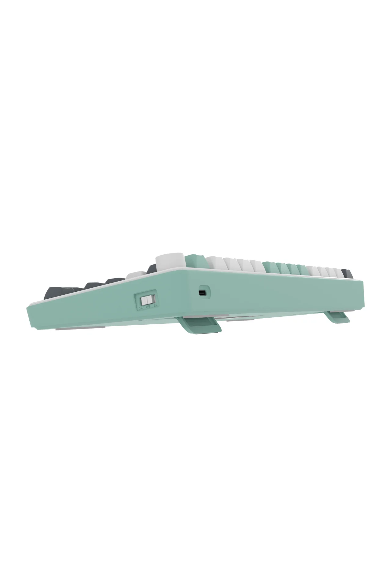 HK255 Membrane LCD RGB Kablosuz/Bluetooth Gri Yeşil %75 Türkçe Gaming Oyuncu Klavye