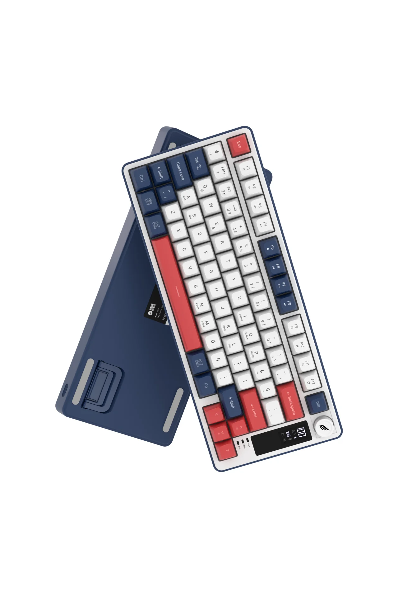 HK255 Membrane LCD RGB Kablosuz/Bluetooth Mavi Kırmızı %75 Türkçe Gaming Oyuncu Klavye