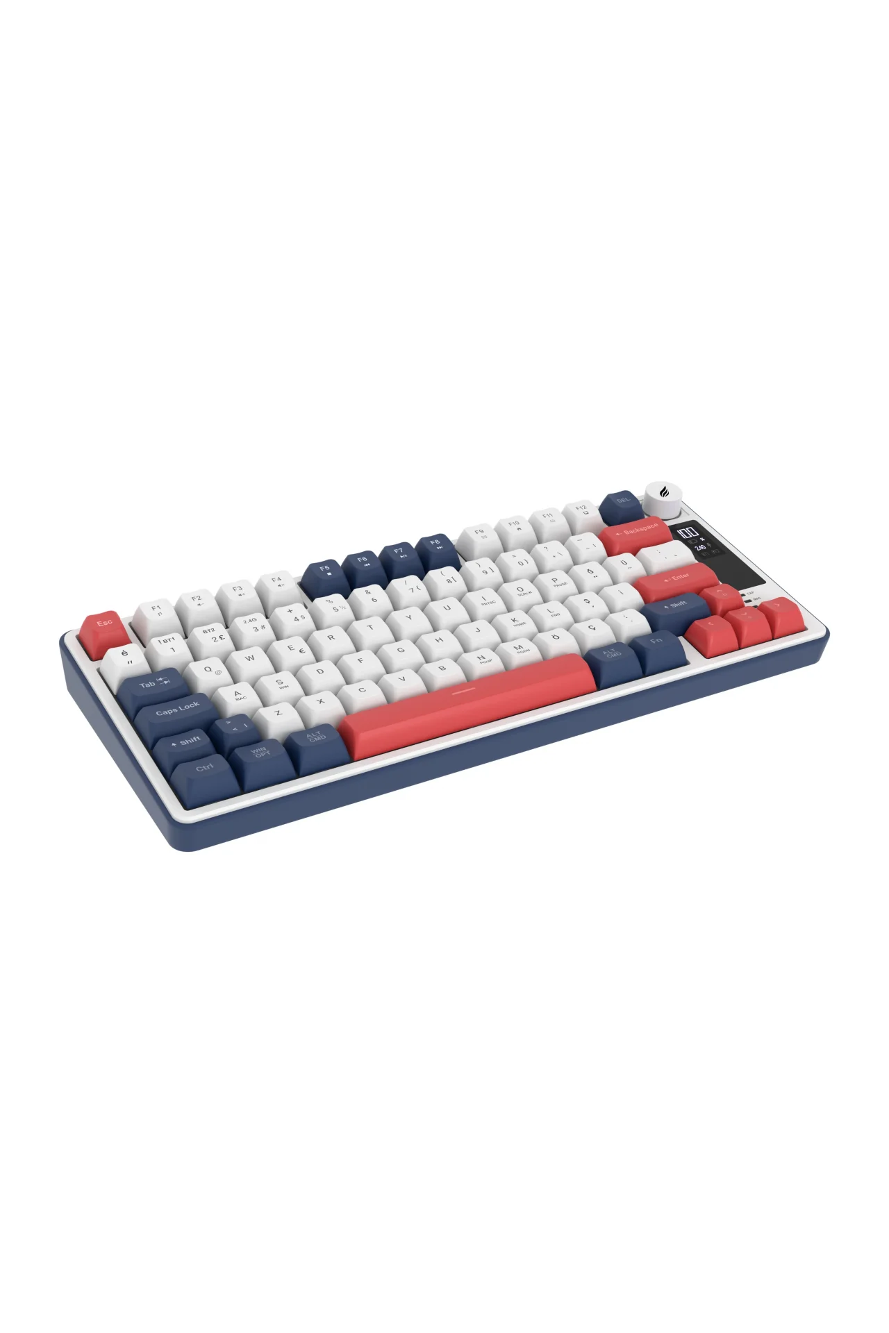HK255 Membrane LCD RGB Kablosuz/Bluetooth Mavi Kırmızı %75 Türkçe Gaming Oyuncu Klavye