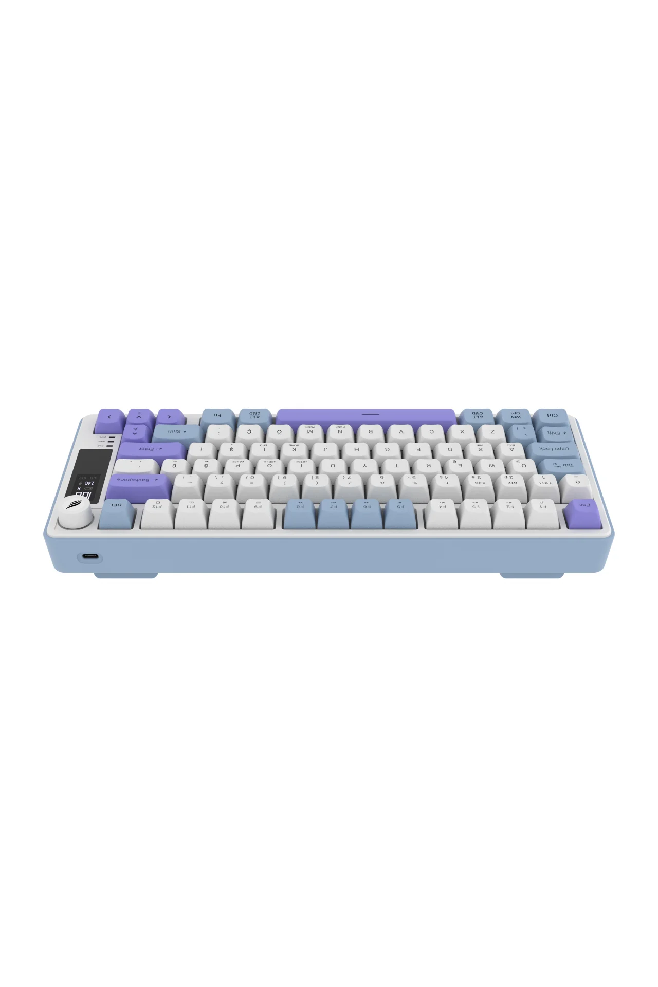HK255 Membrane LCD RGB Kablosuz/Bluetooth Mavi Mor %75 Türkçe Gaming Oyuncu Klavye