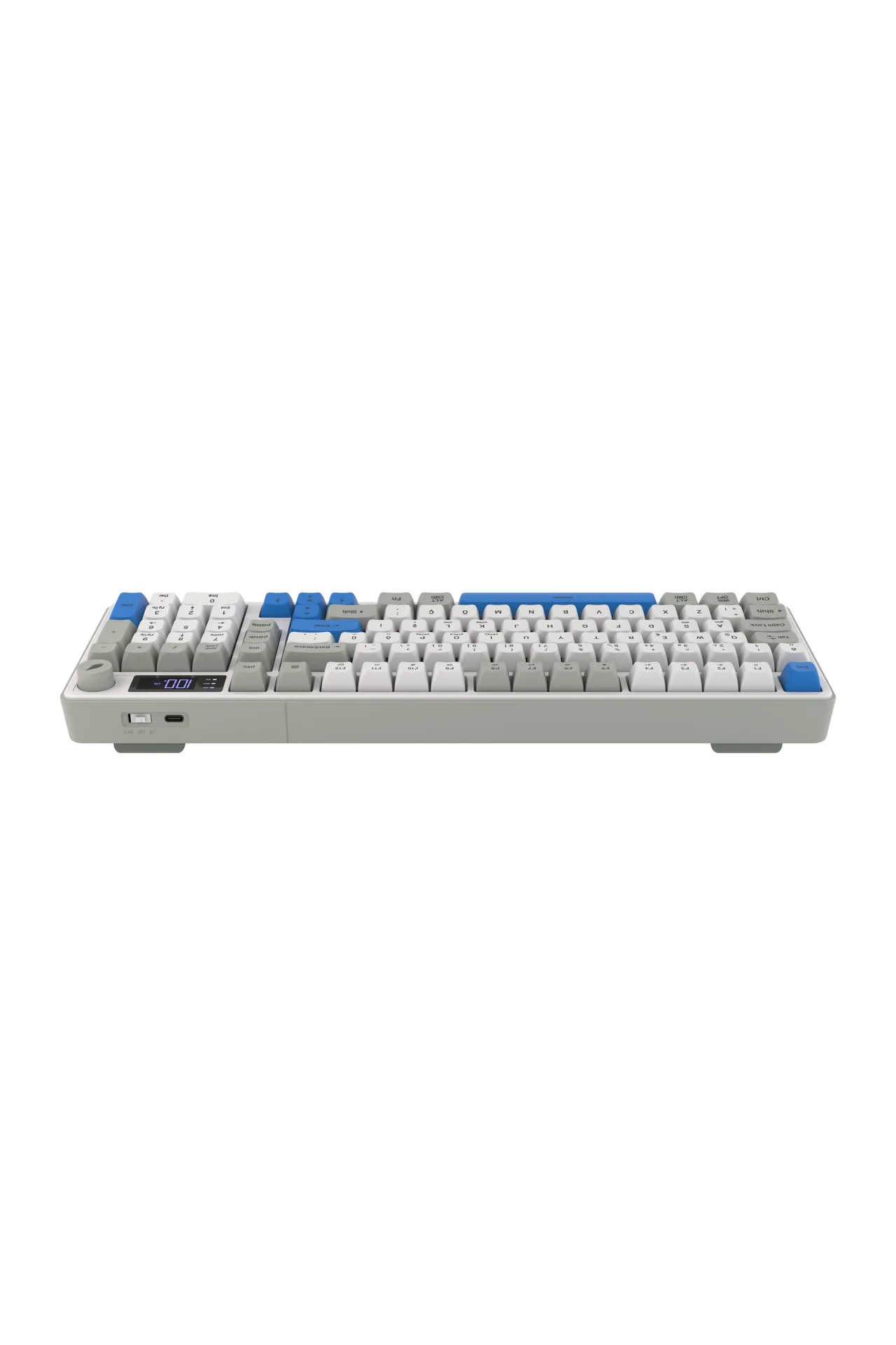 HK258 Membrane LCD RGB Kablosuz/Bluetooth Beyaz Mavi Full Türkçe Gaming Oyuncu Klavye