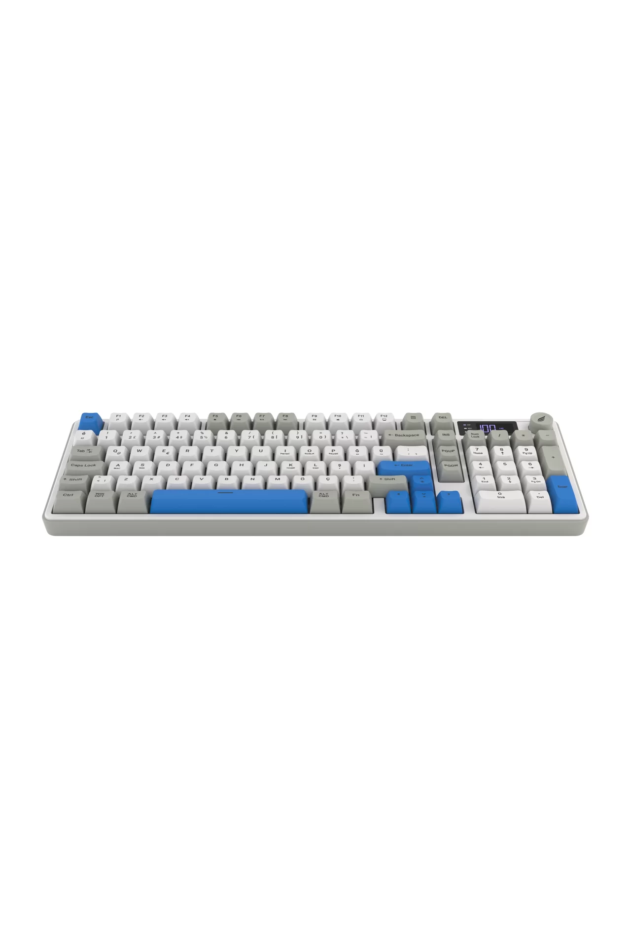 HK258 Membrane LCD RGB Kablosuz/Bluetooth Beyaz Mavi Full Türkçe Gaming Oyuncu Klavye
