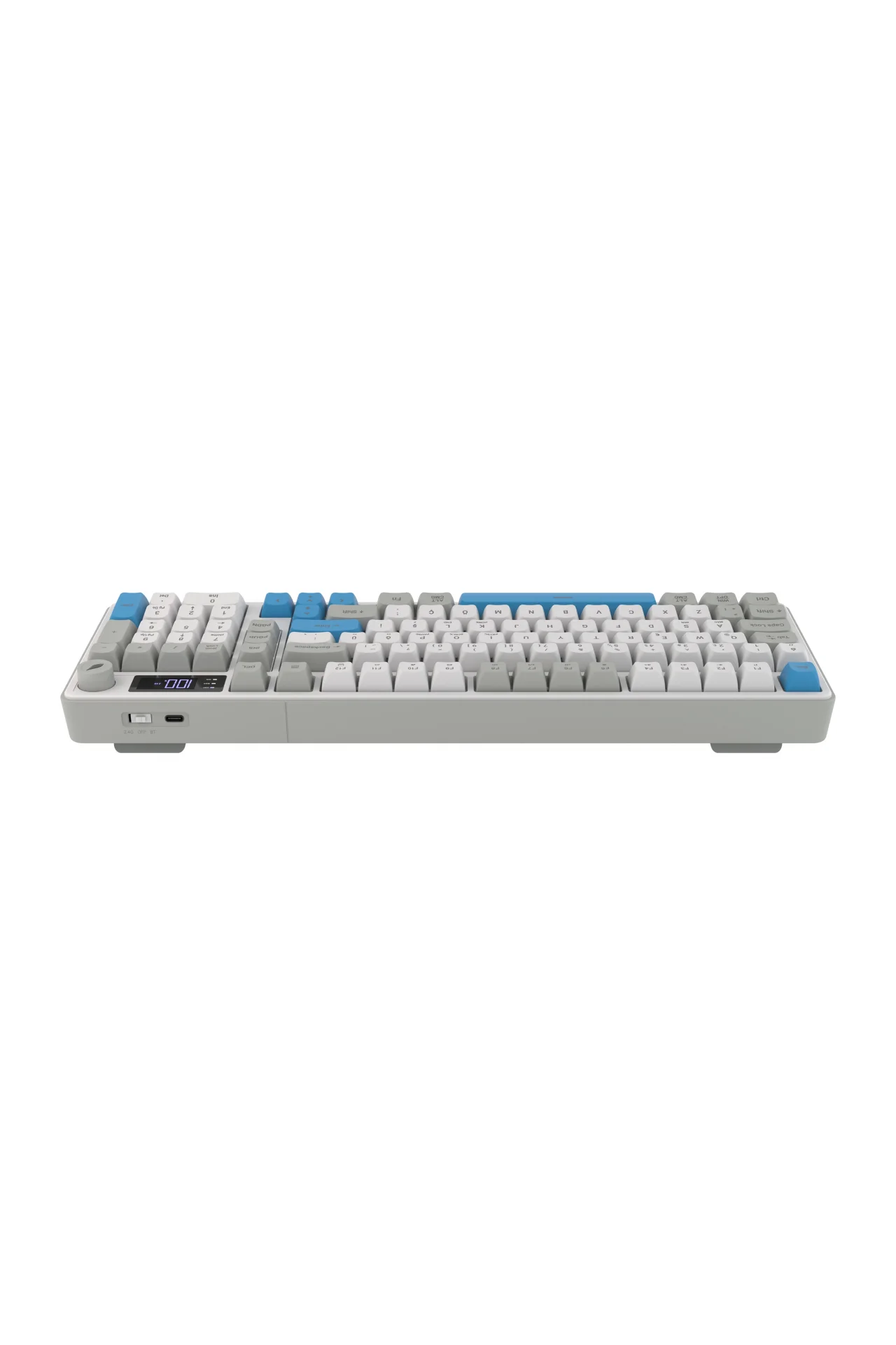 HK258 Membrane LCD RGB Kablosuz/Bluetooth Beyaz Mavi Full Türkçe Gaming Oyuncu Klavye
