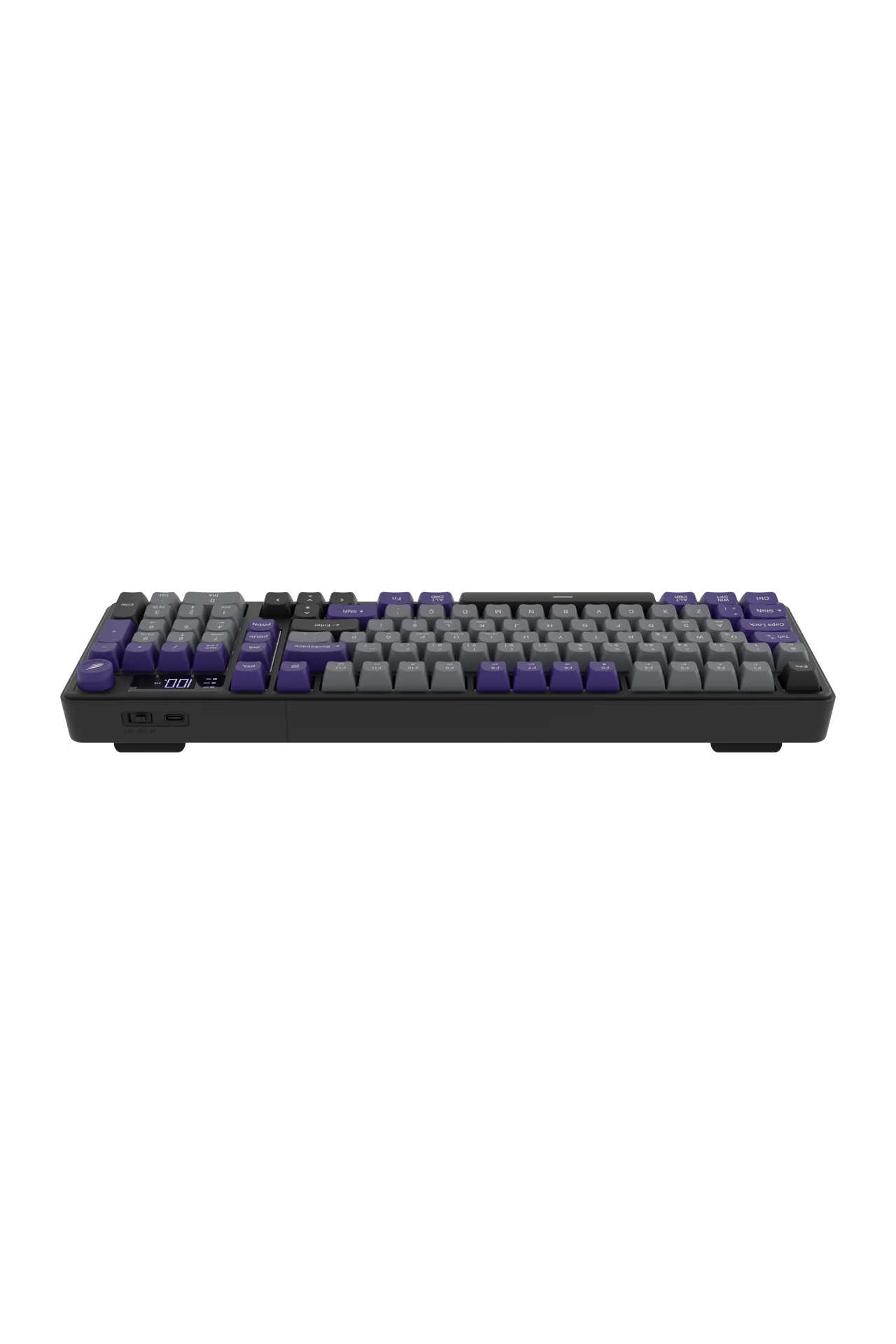 HK258 Membrane LCD RGB Kablosuz/Bluetooth Gri Mor Full Türkçe Gaming Oyuncu Klavye