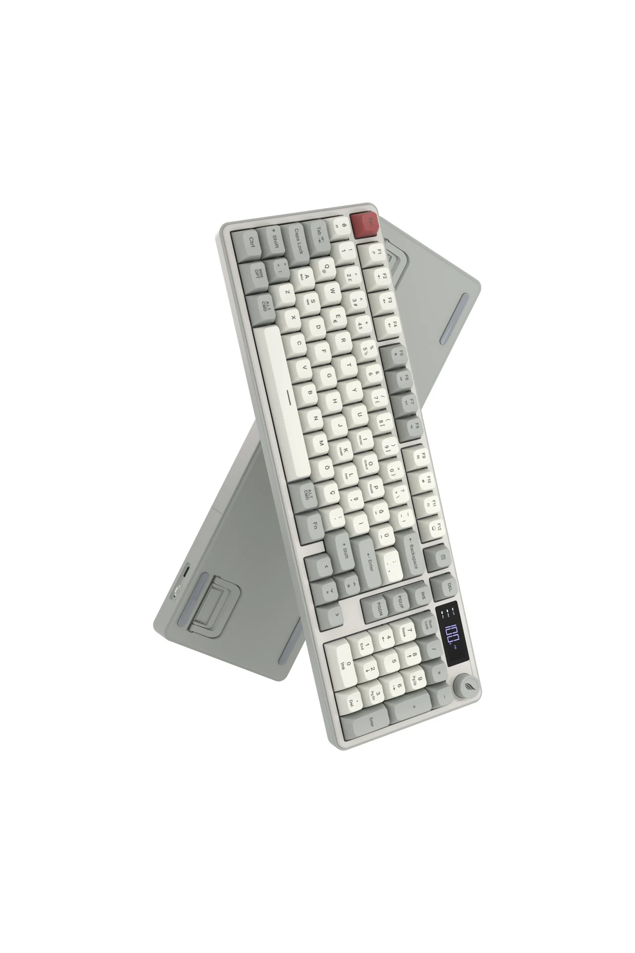 HK258 Membrane LCD RGB Kablosuz/Bluetooth Kırmızı Haki Full Türkçe Gaming Oyuncu Klavye