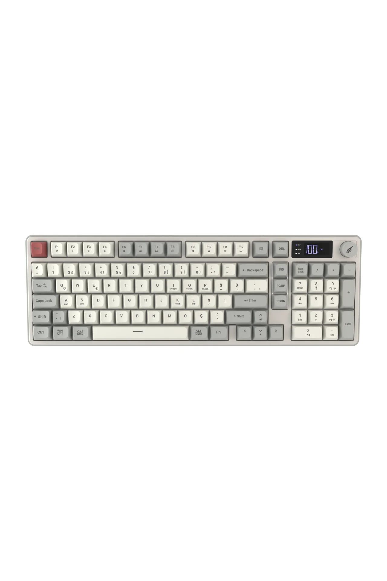 HK258 Membrane LCD RGB Kablosuz/Bluetooth Kırmızı Haki Full Türkçe Gaming Oyuncu Klavye