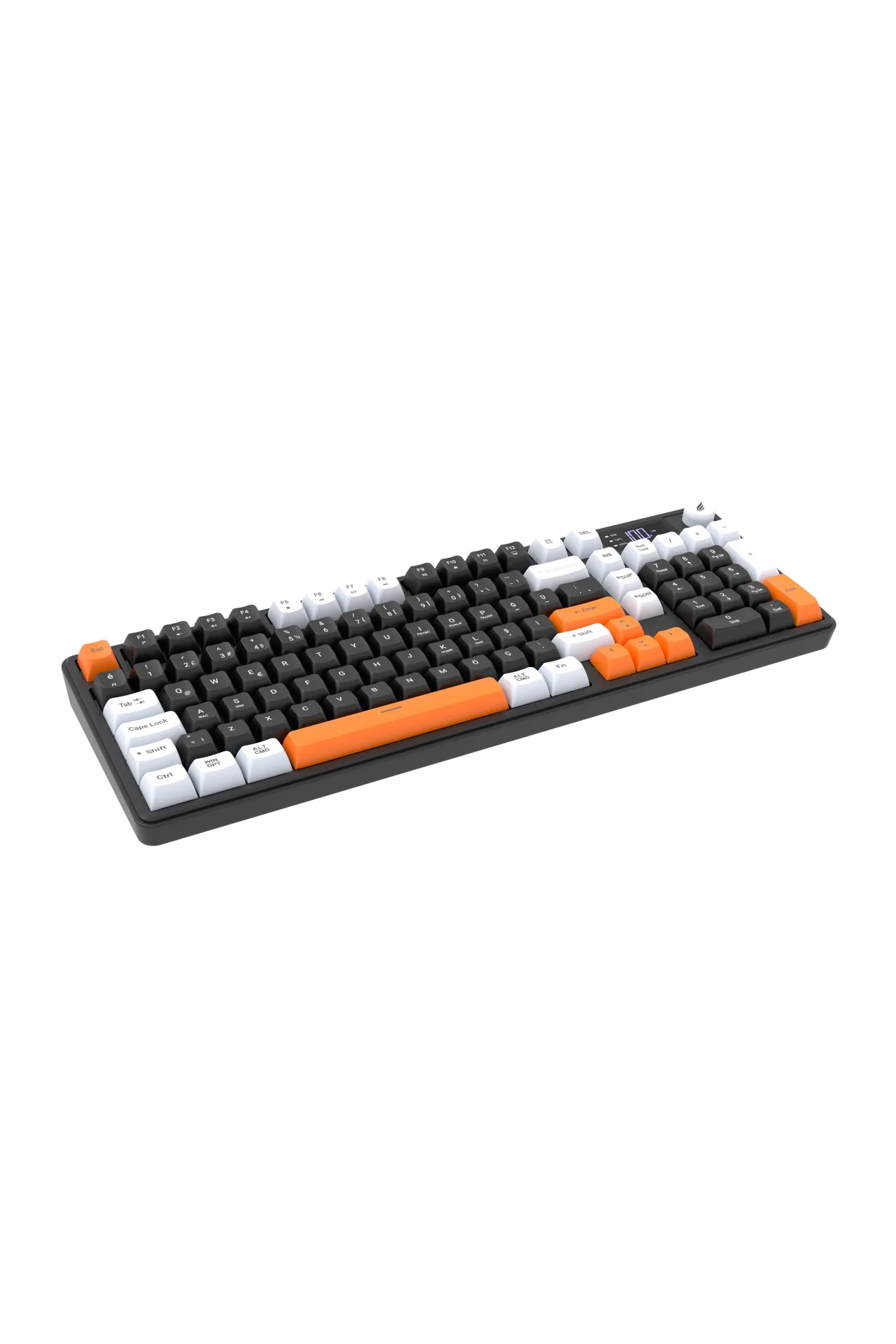HK258 Membrane LCD RGB Kablosuz/Bluetooth Siyah Turuncu Full Türkçe Gaming Oyuncu Oyuncu Klavye