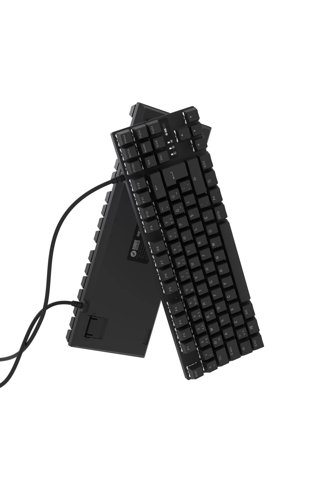 HK410 Mekanik Mavi Switch 19 Mod RGB Kablolu Siyah TKL Türkçe Gaming Klavye