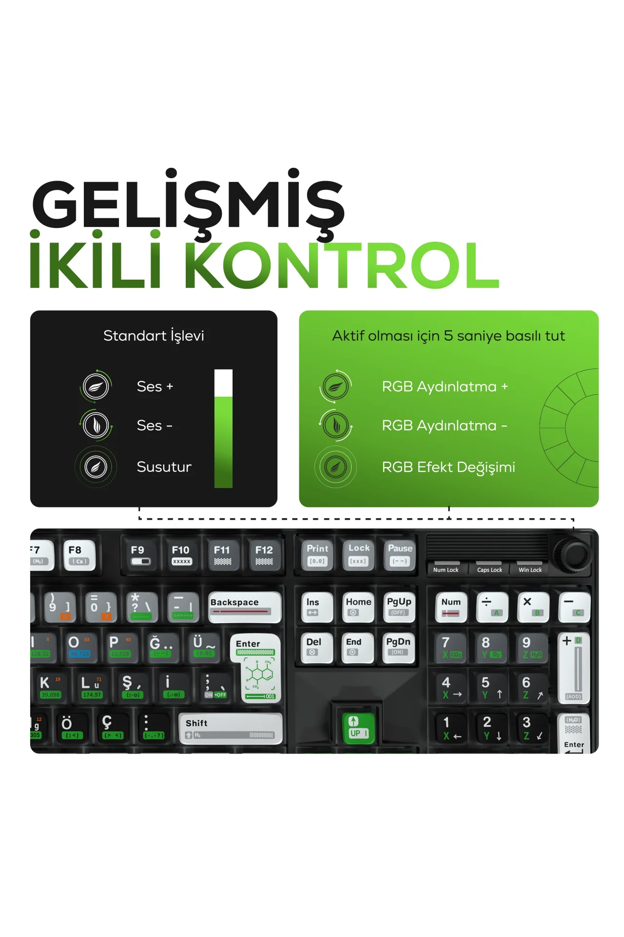 HK510 Mekanik Prelubed Switch RGB Tri-Mode Kablosuz/Bluetooth Full Türkçe Gaming Klavye