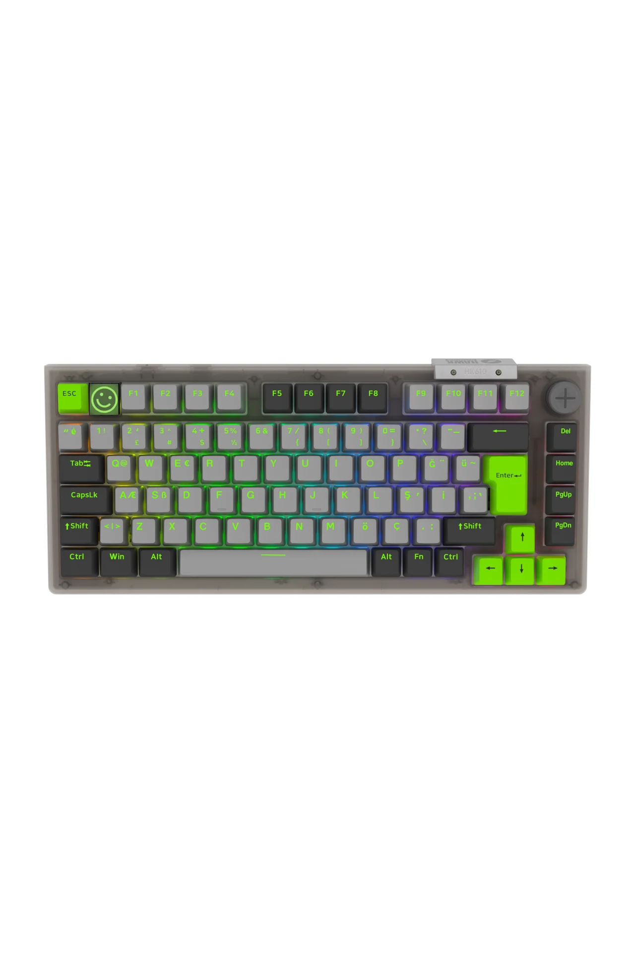HK610 Gateron Switch RGB LCD Tri-Mode Kablosuz/Bluetooth %75 Gaming Oyuncu Klavye