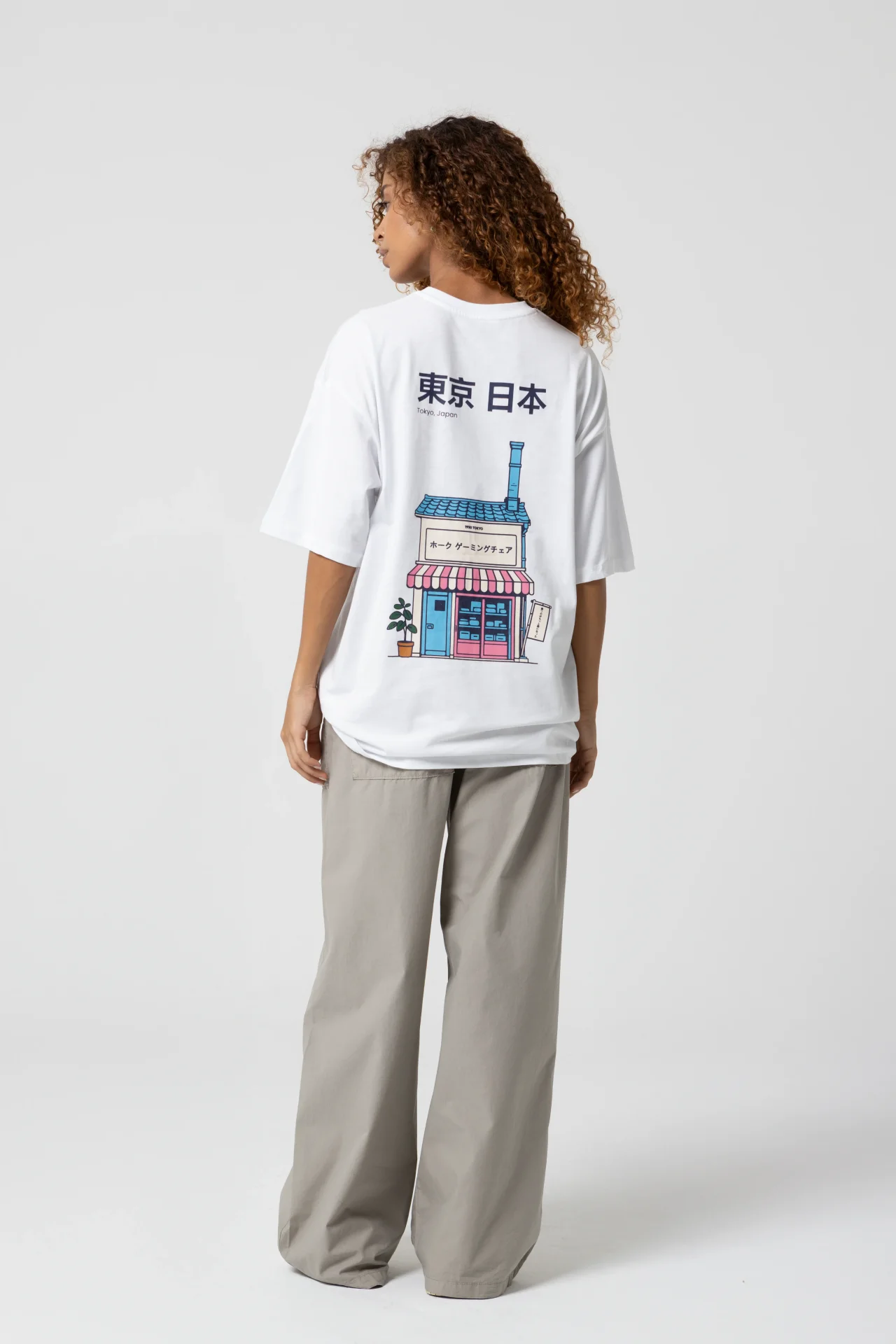 Japan House Oversize Beyaz T-Shirt