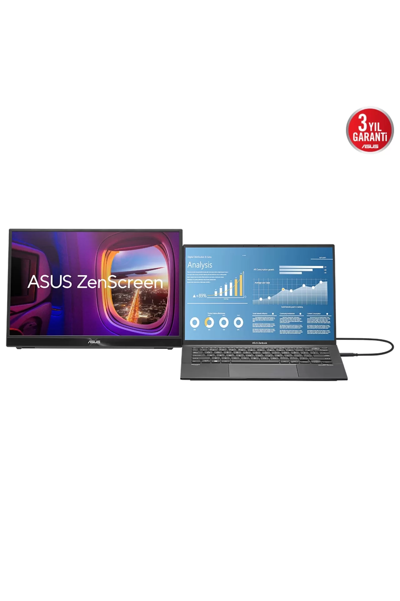 Asus Zenscreen MB16QHG 15.6 inç 5 ms 120 hz Taşınabilir USB IPS Mat Ekran Monitör