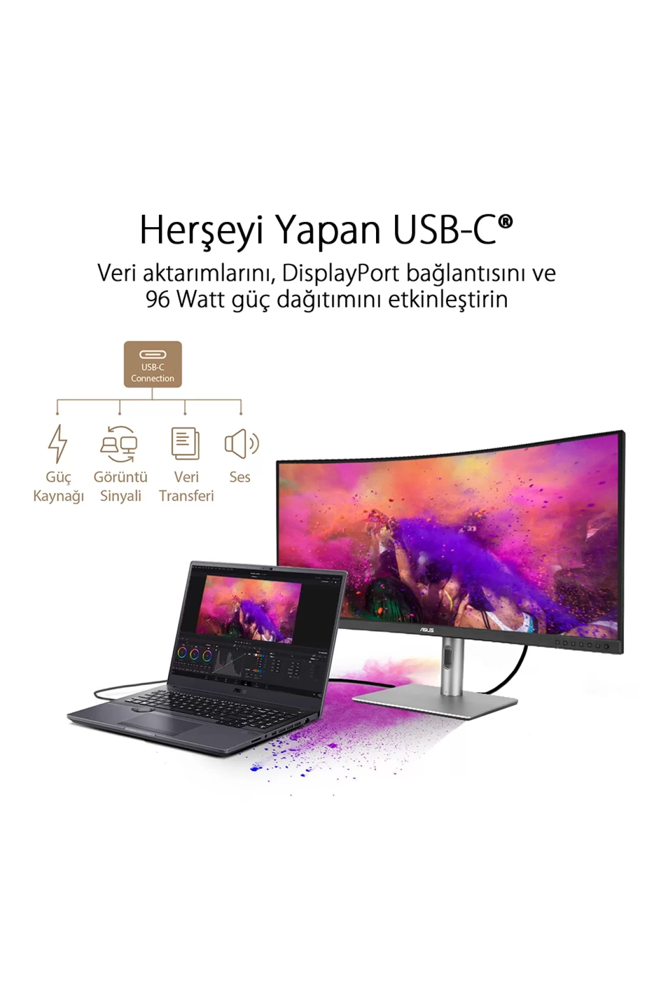 Asus ProArt PA34VCNV 34.1 5ms 60Hz Adaptive Sync Kavisli Profesyonel Monitör
