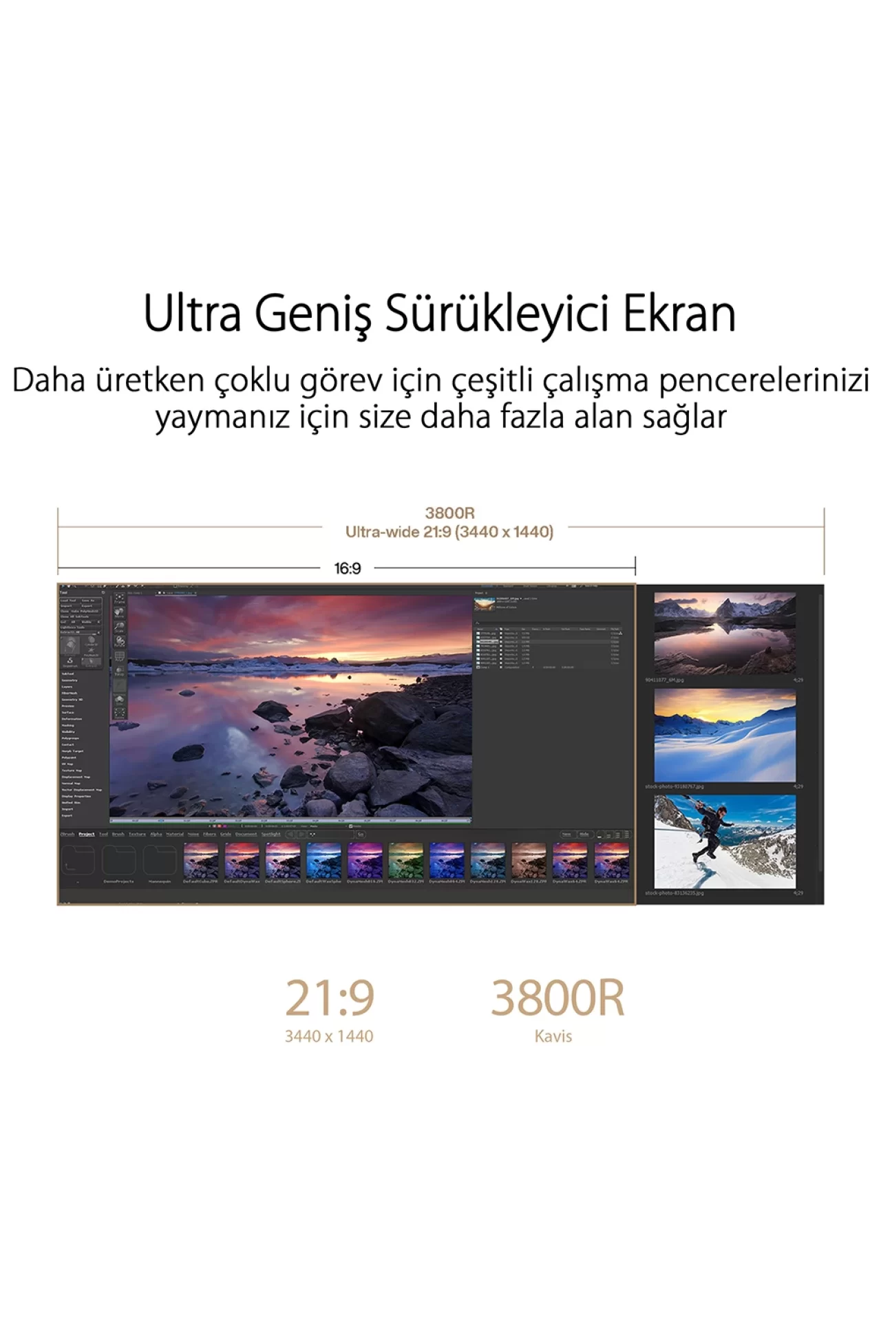 Asus ProArt PA34VCNV 34.1 5ms 60Hz Adaptive Sync Kavisli Profesyonel Monitör
