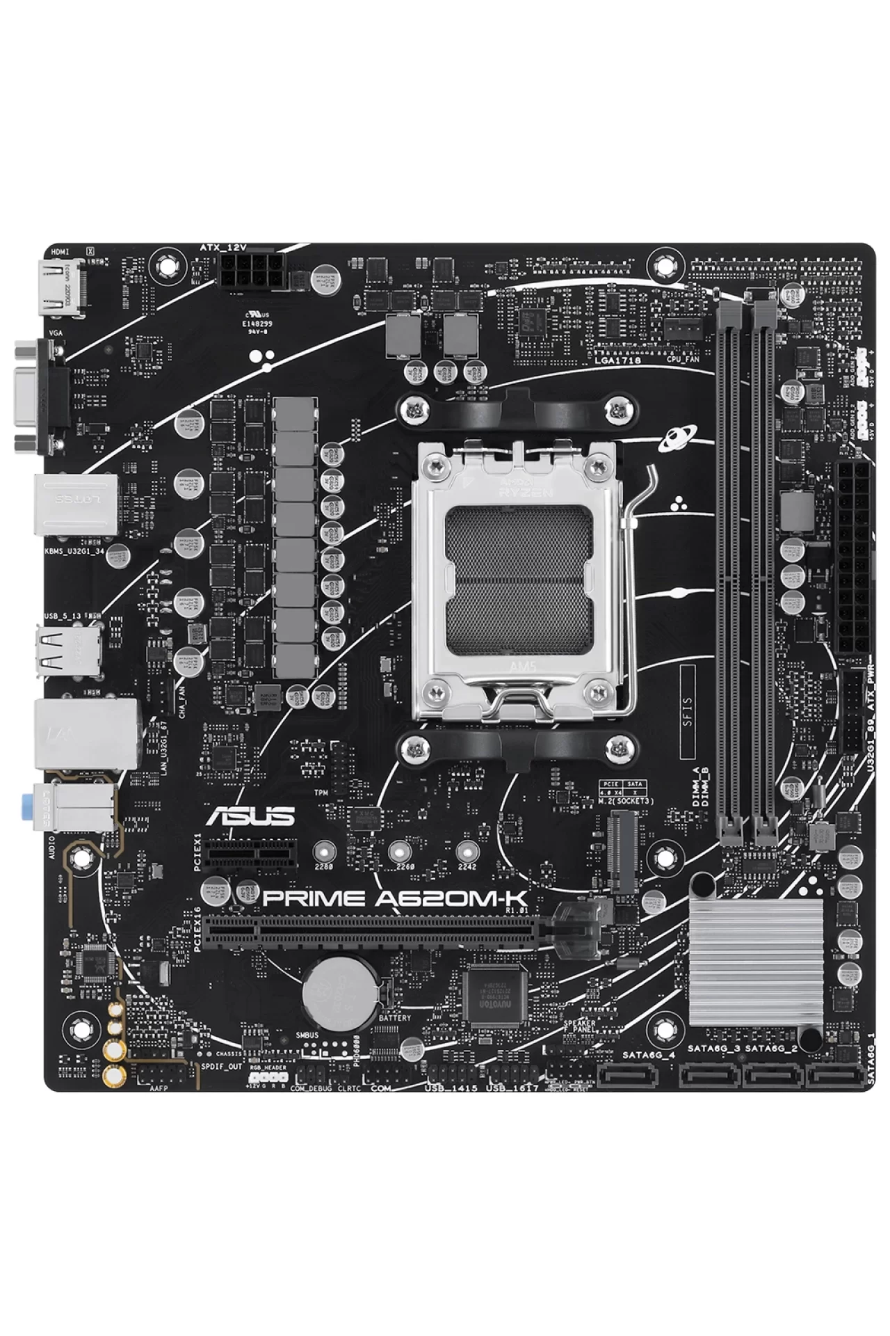 Asus Prime A620M-K DDR5 (6400MHz)OC M.2 VGA/HDMI PCIe 4.0 AM5 mATX Anakart