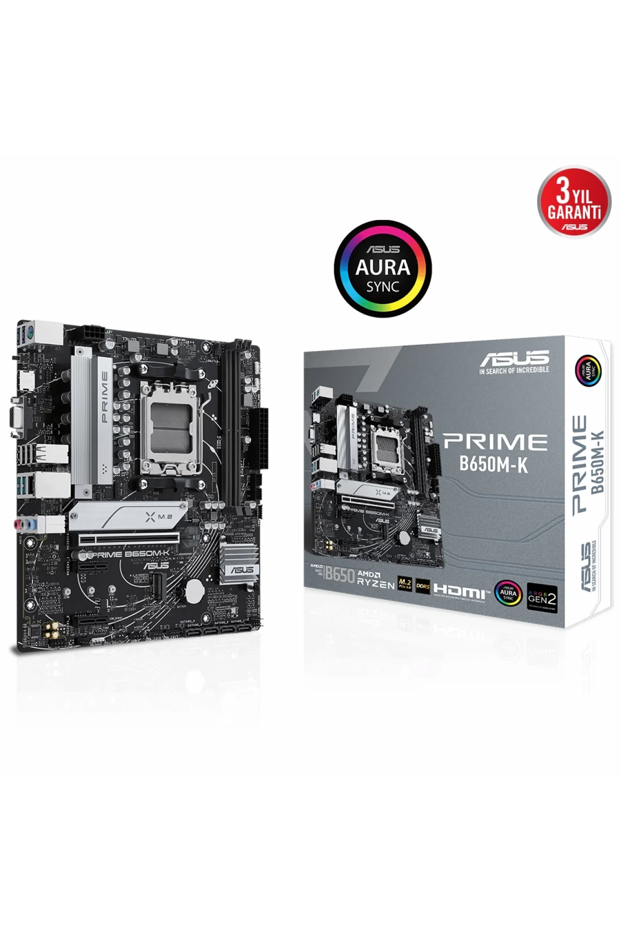 Asus Prime B650M-K 6400MHz (OC) DDR5 Soket AM5 M.2 HDMI VGA mATX Anakart