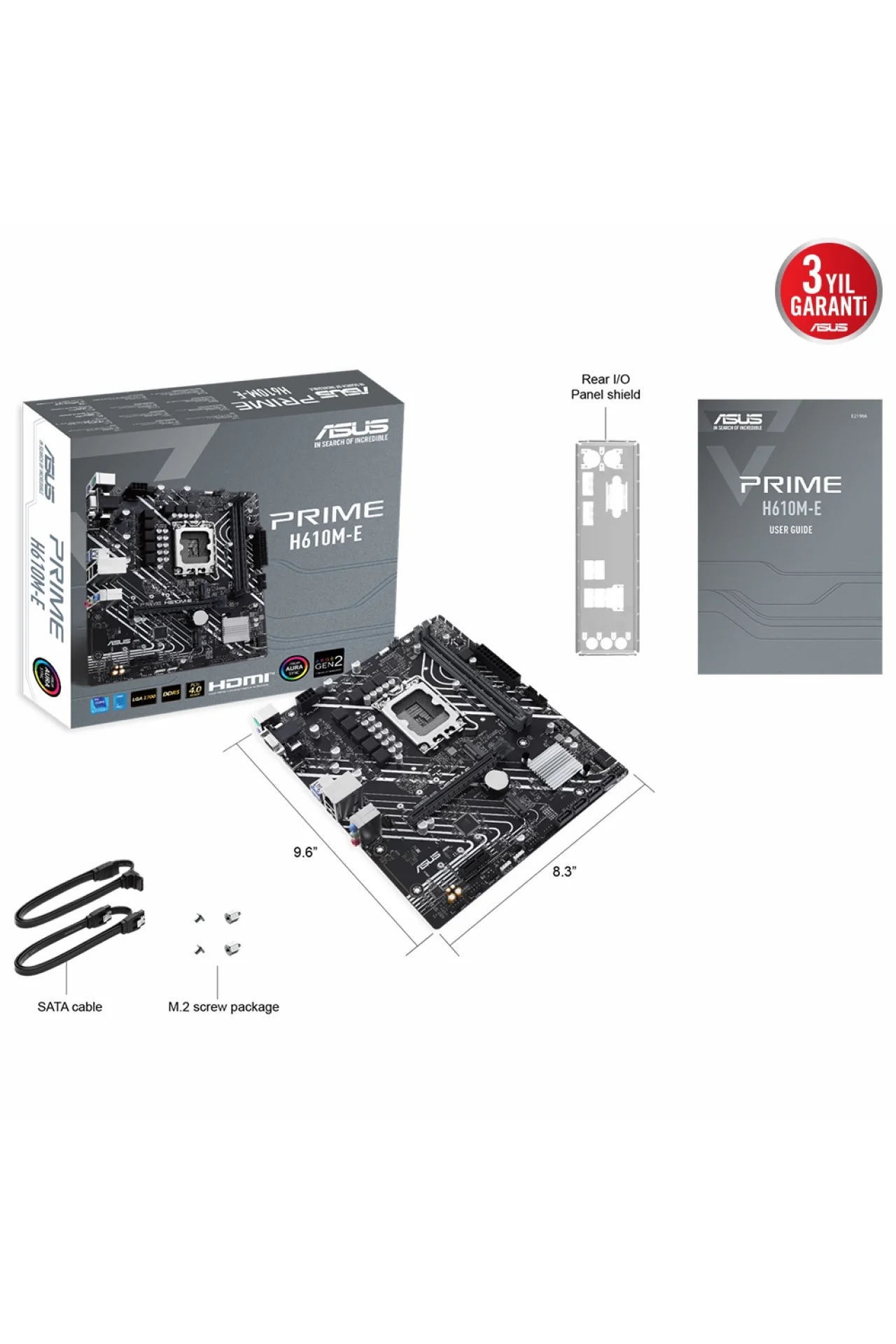 Asus Prime H610M-E-CSM 5600MHz DDR5 Soket 1700 M.2 HDMI DP VGA mATX Anakart