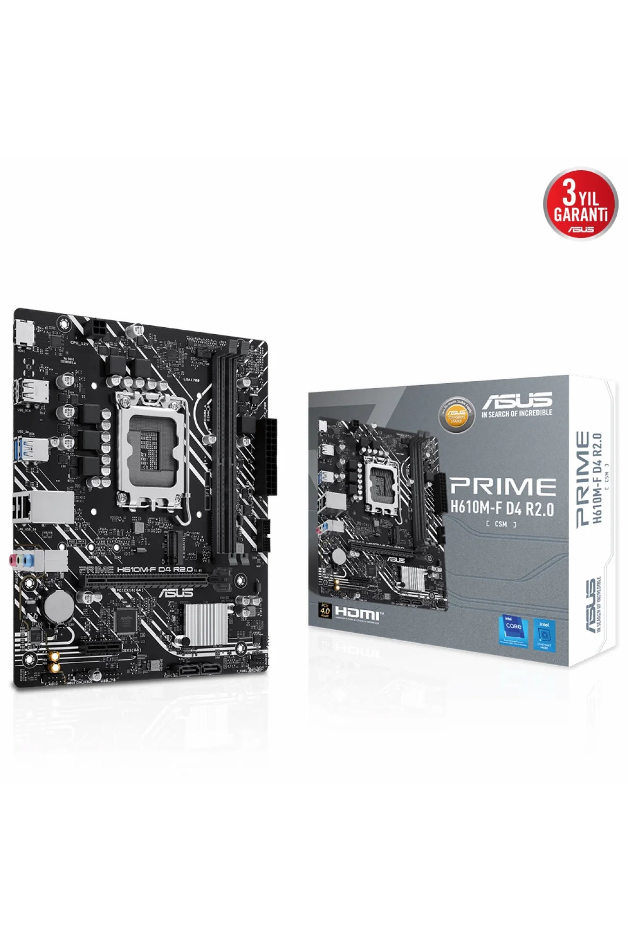 Asus Prime H610M-F D4 R2.0-CSM 3200MHz DDR4 Soket 1700 M.2 HDMI mATX Anakart
