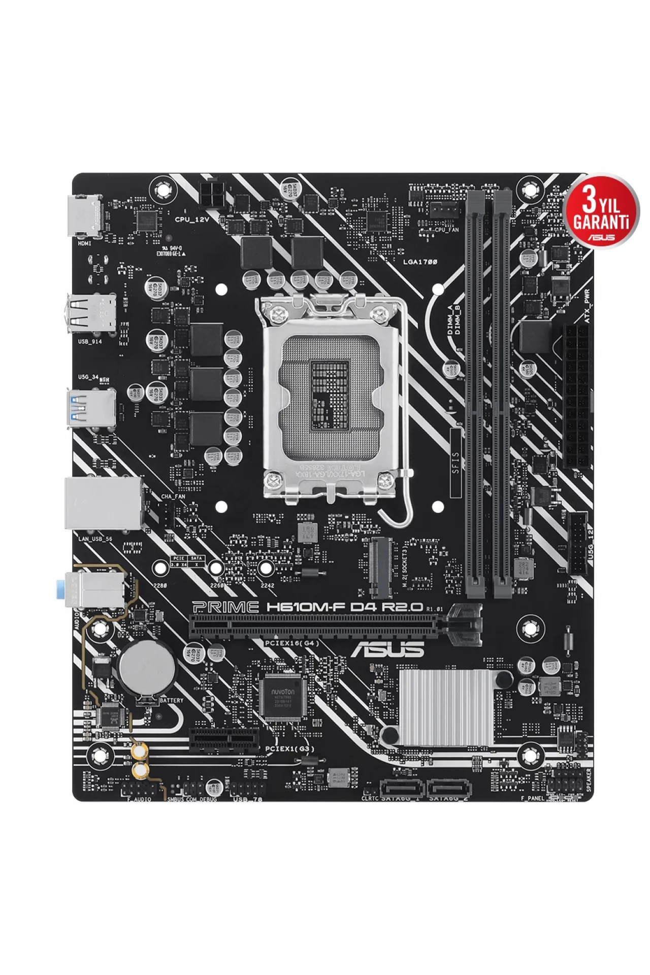 Asus Prime H610M-F D4 R2.0-CSM 3200MHz DDR4 Soket 1700 M.2 HDMI mATX Anakart