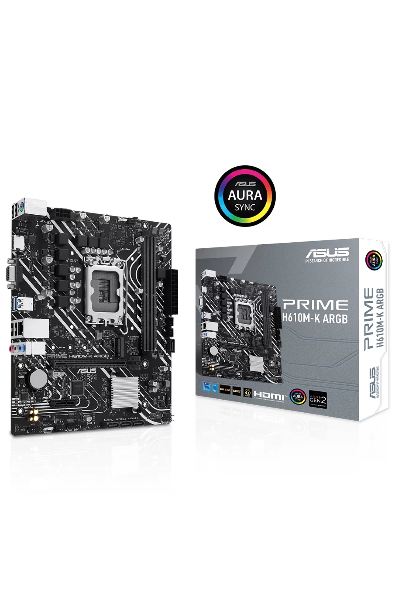 Asus Prime H610M-K ARGB 5600MHz DDR5 Soket 1700 M.2 HDMI mATX Anakart