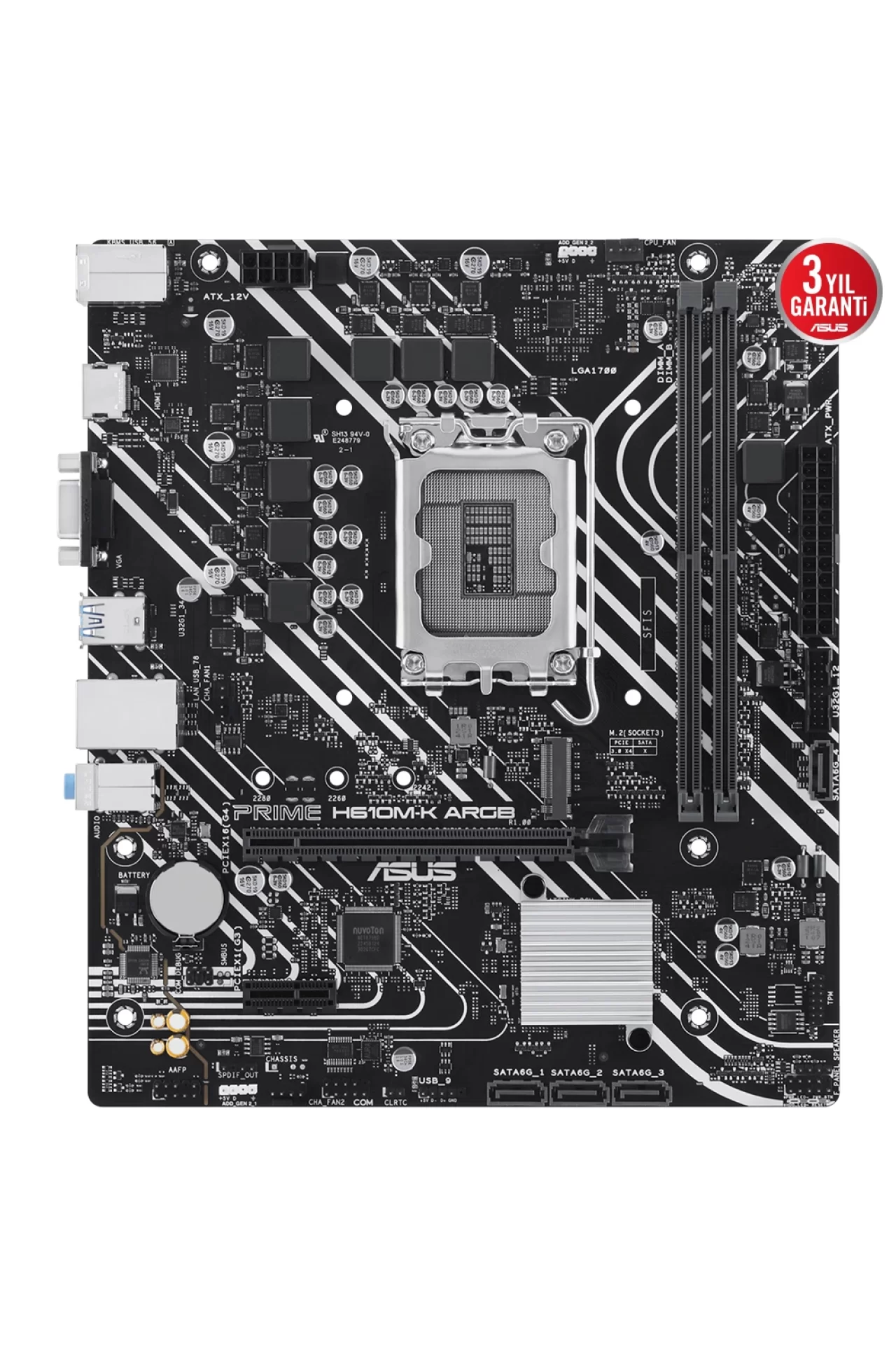 Asus Prime H610M-K ARGB 5600MHz DDR5 Soket 1700 M.2 HDMI mATX Anakart