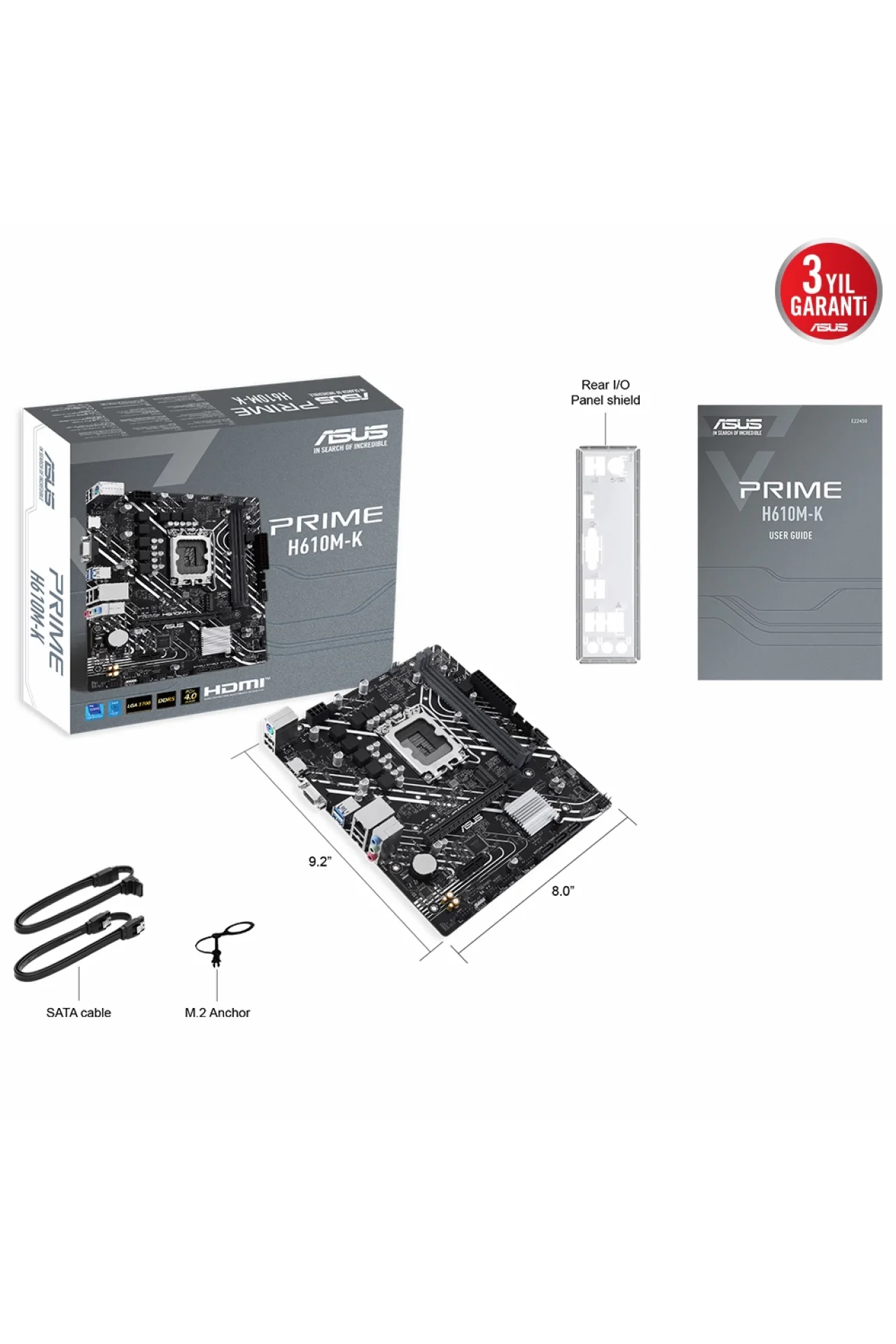 Asus Prime H610M-K 5600MHz DDR5 Soket 1700 M.2 HDMI mATX Anakart