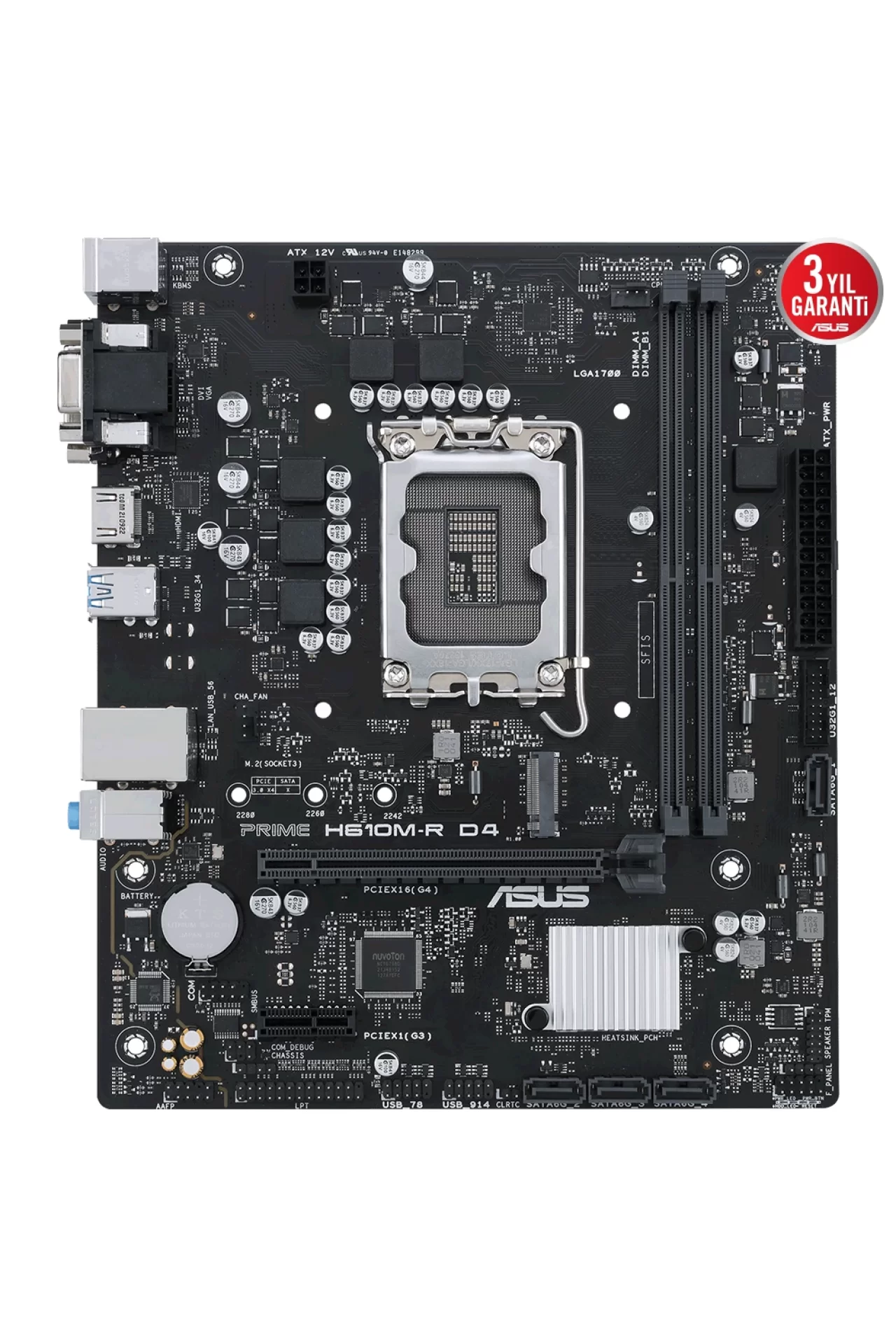 Asus Prime H610M-R D4 3200MHz DDR4 Soket 1700 M.2 HDMI D-Sub DVI-D mATX Anakart