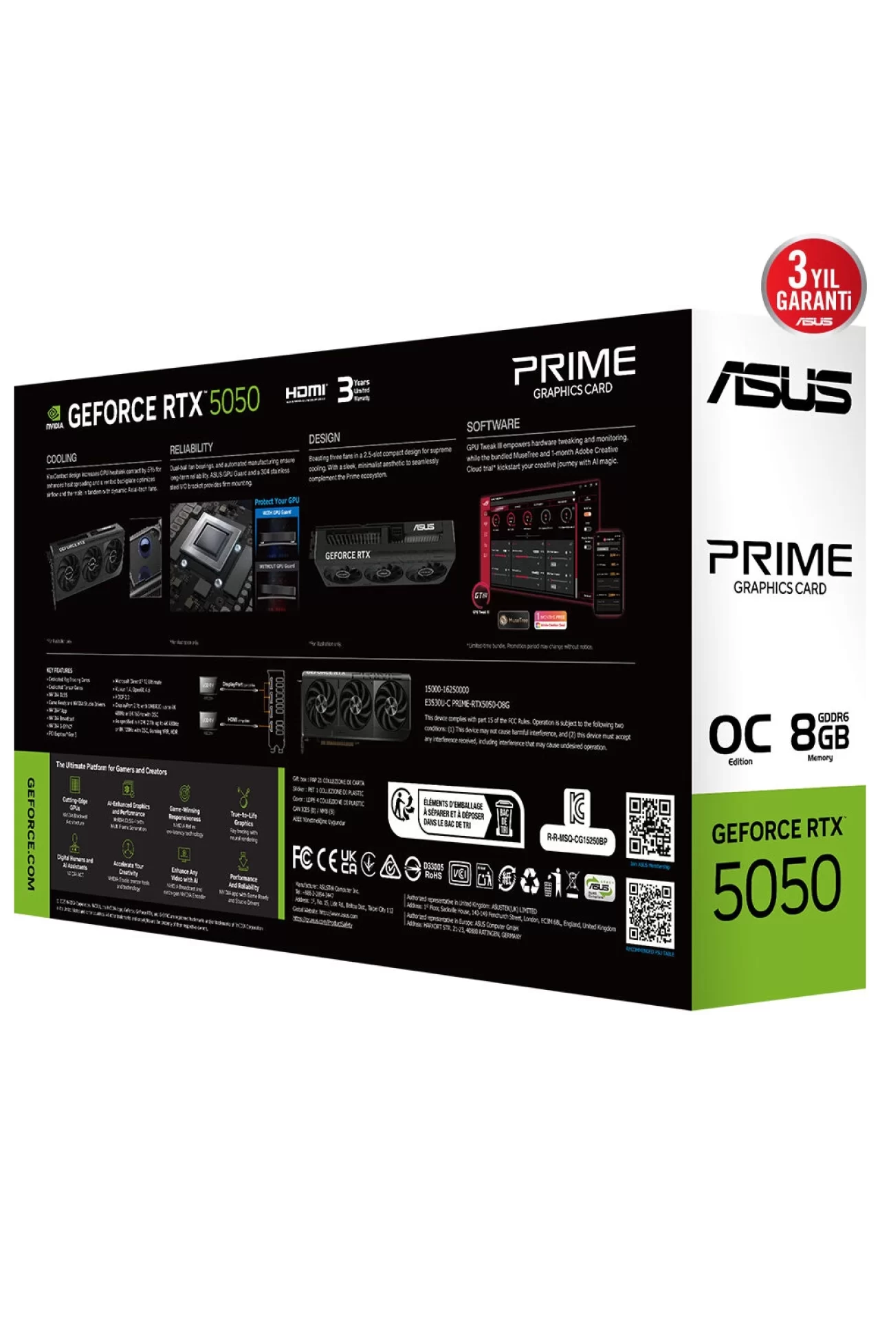 Asus Prime GeForce RTX 5050 OC 8GB GDDR6 128 Bit DLSS 4 Ekran Kartı