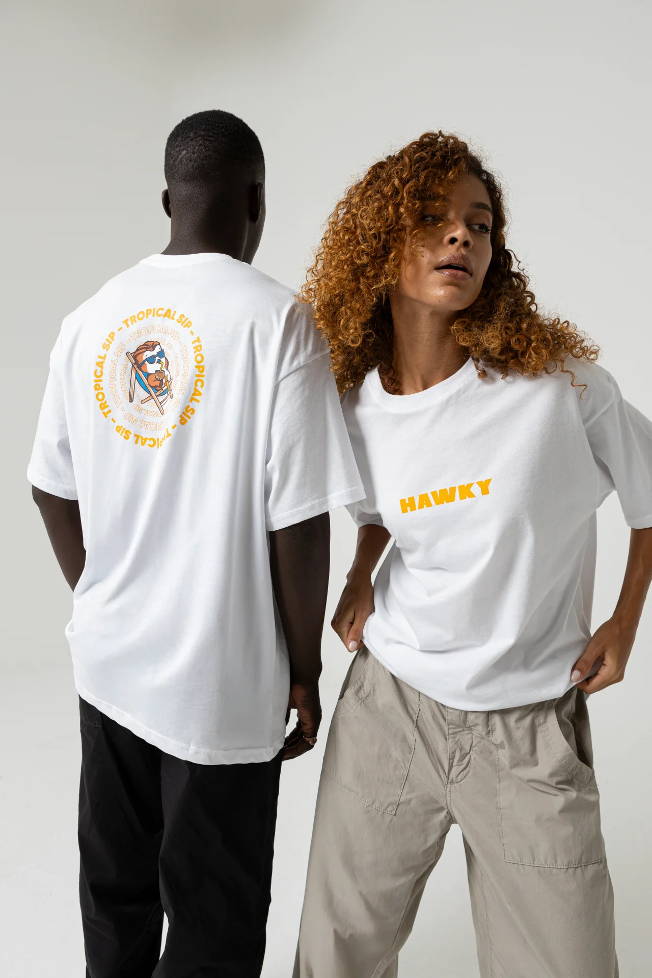 Tropical Oversize Beyaz T-Shirt