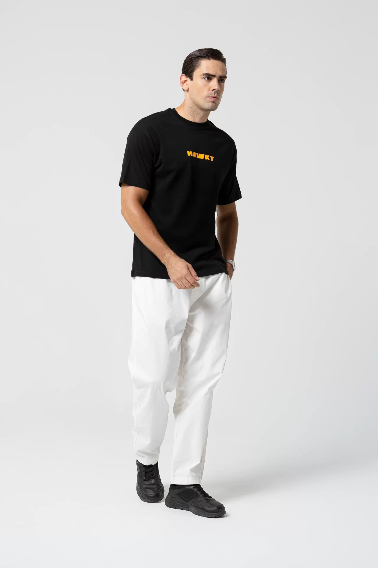 Tropical Oversize Siyah T-Shirt