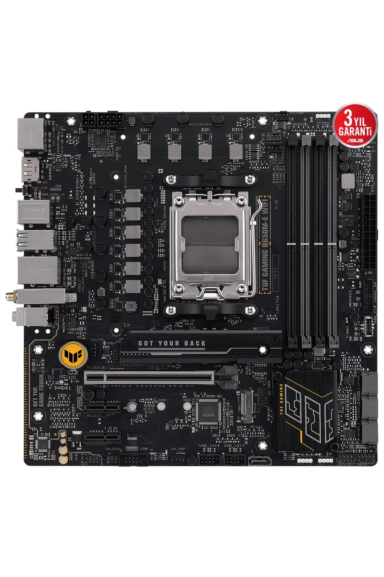 Asus Tuf Gaming B650M-E WiFi 6400MHz (OC) DDR5 Soket AM5 M.2 HDMI Mini DP mATX Anakart