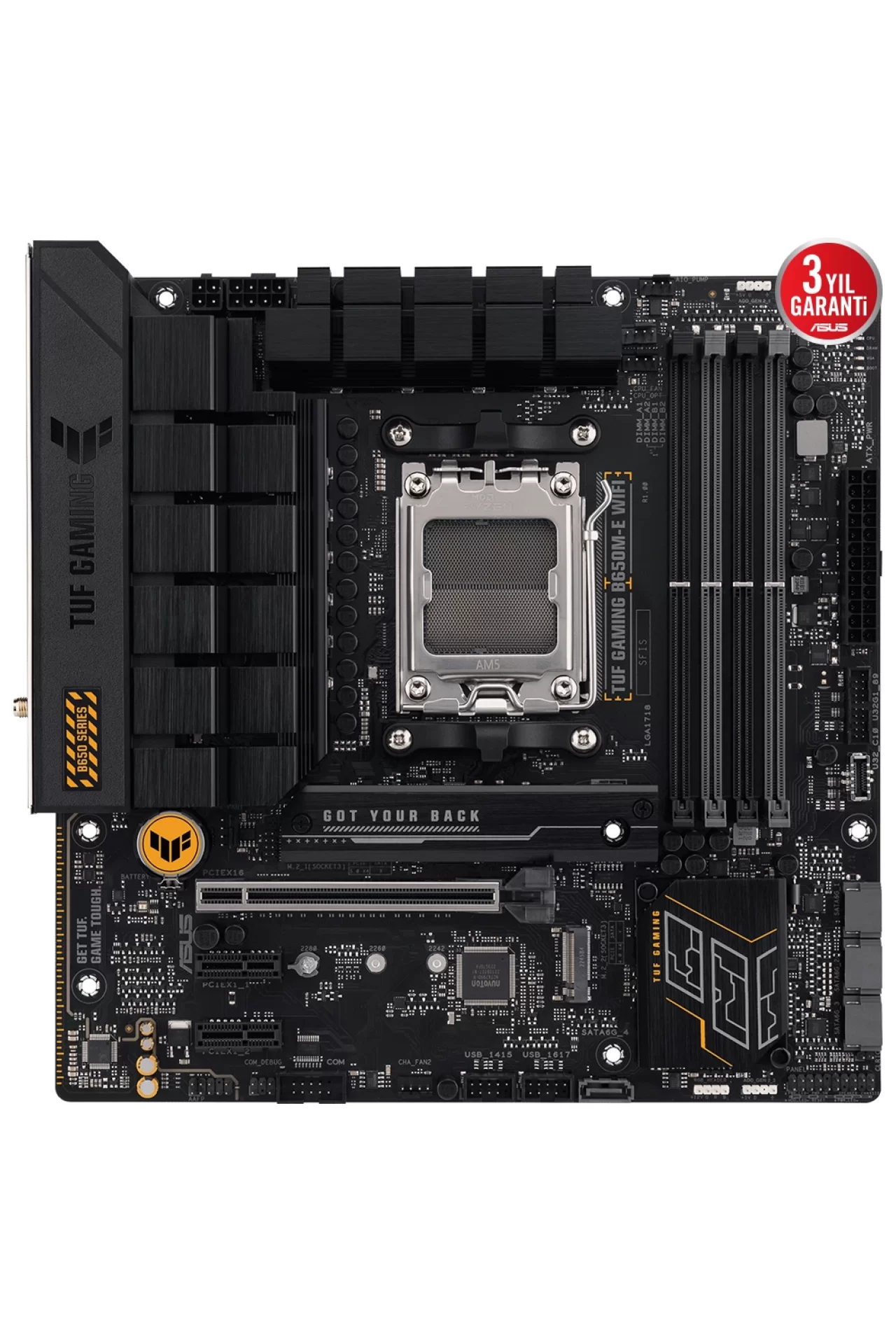 Asus Tuf Gaming B650M-E WiFi 6400MHz (OC) DDR5 Soket AM5 M.2 HDMI Mini DP mATX Anakart