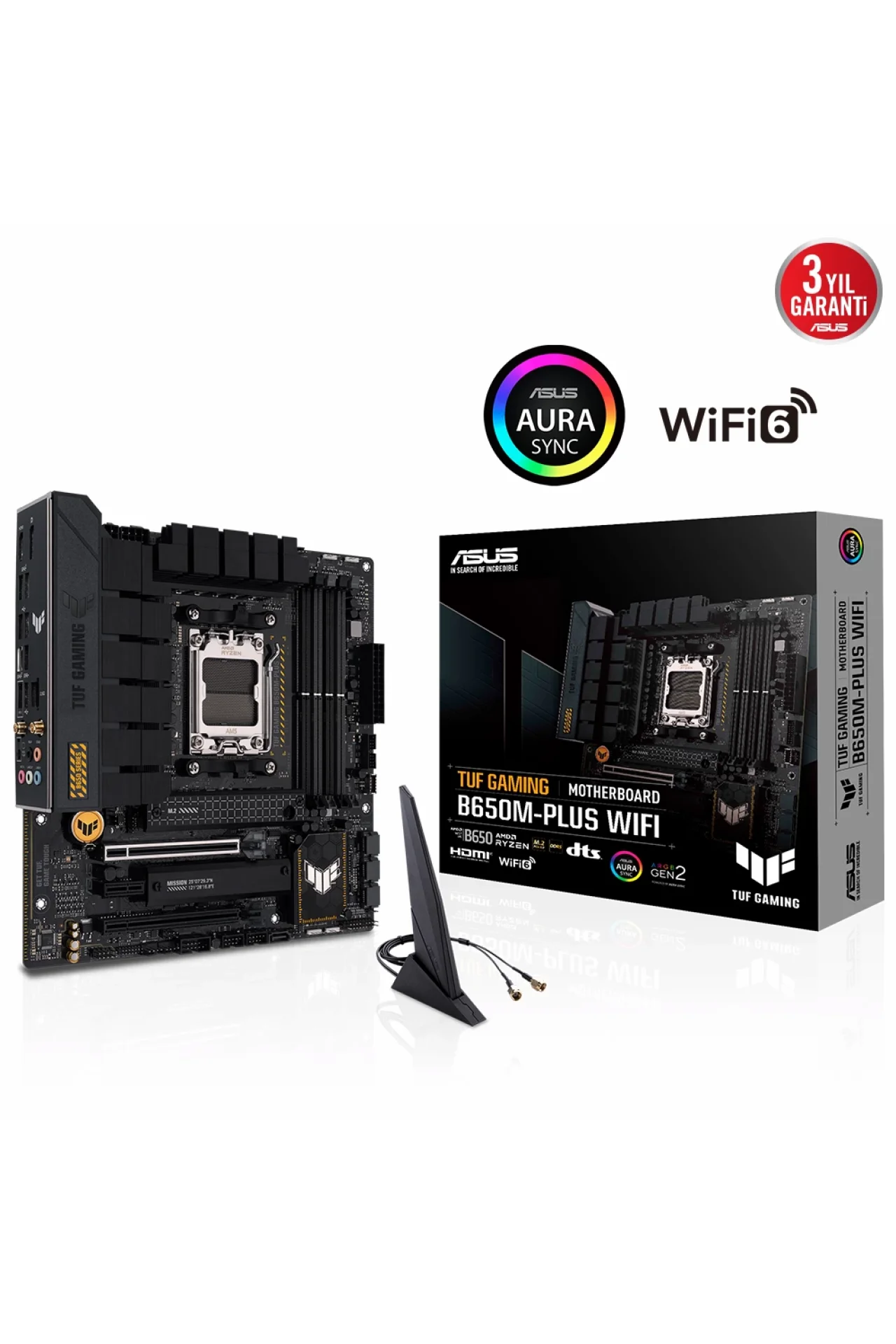 Asus Tuf Gaming B650M-PLUS WiFi 6400MHz(OC) DDR5 Soket AM5 M.2 HDMI DP mATX Anakart