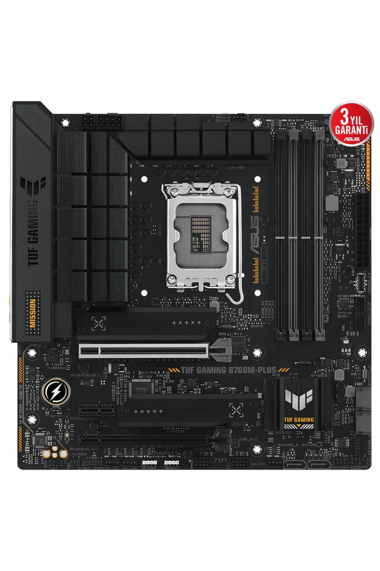 Asus Tuf Gaming B760M-Plus 7200MHz (OC) DDR5 Soket 1700 M.2 HDMI DP mATX Anakart
