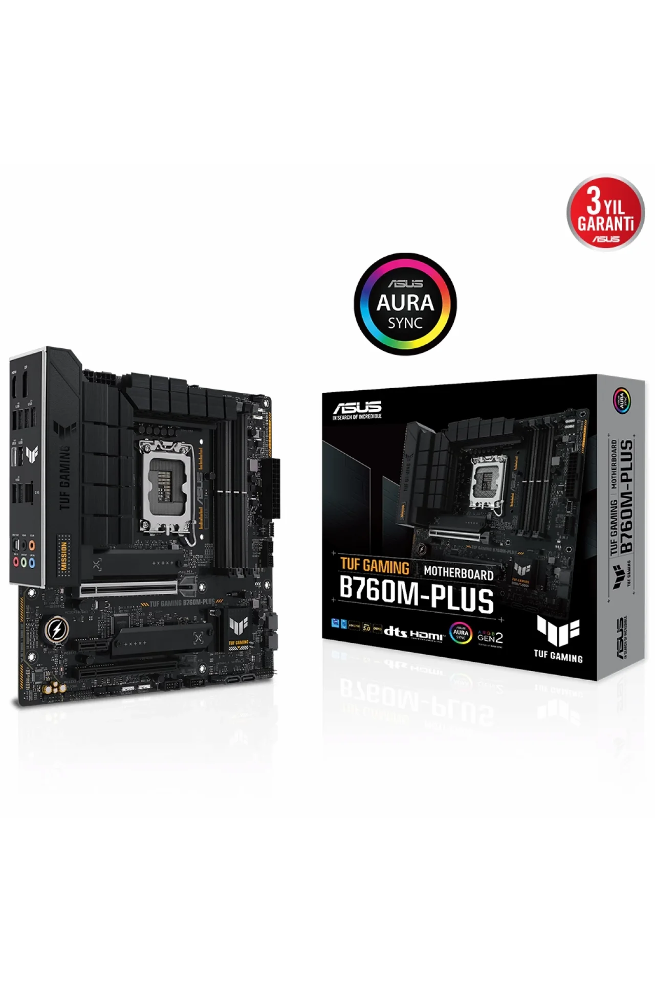 Asus Tuf Gaming B760M-Plus 7200MHz (OC) DDR5 Soket 1700 M.2 HDMI DP mATX Anakart