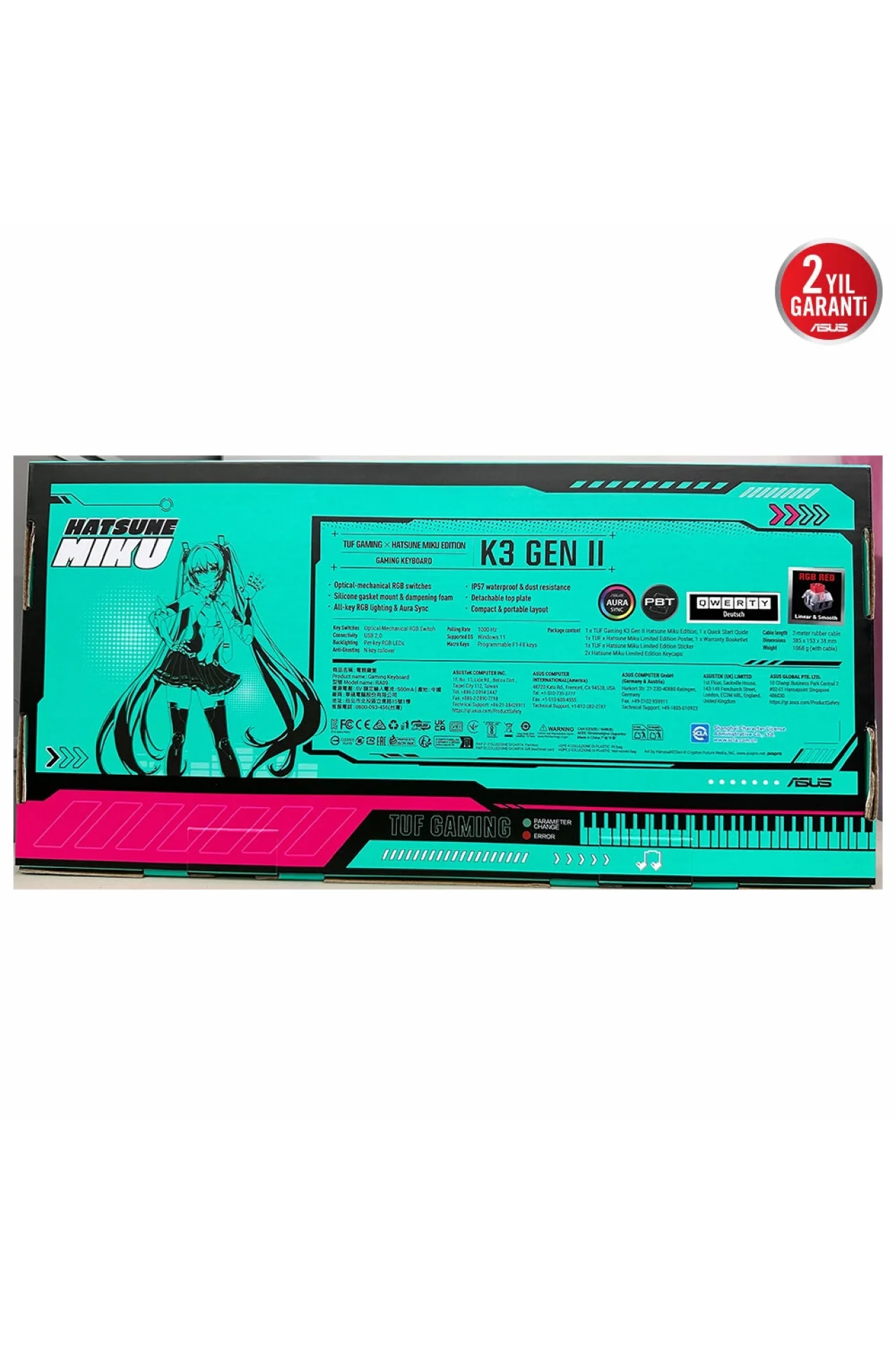 Asus Tuf Gaming K3 Gen II Hatsune Miku Klavye