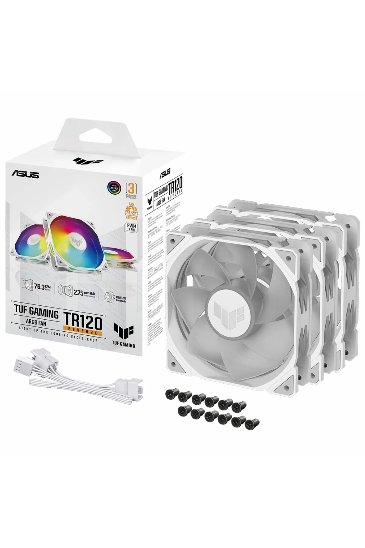 Asus TUF TR120 Reverse ARGB 120mm Siyah 3’lü Kasa Fanı