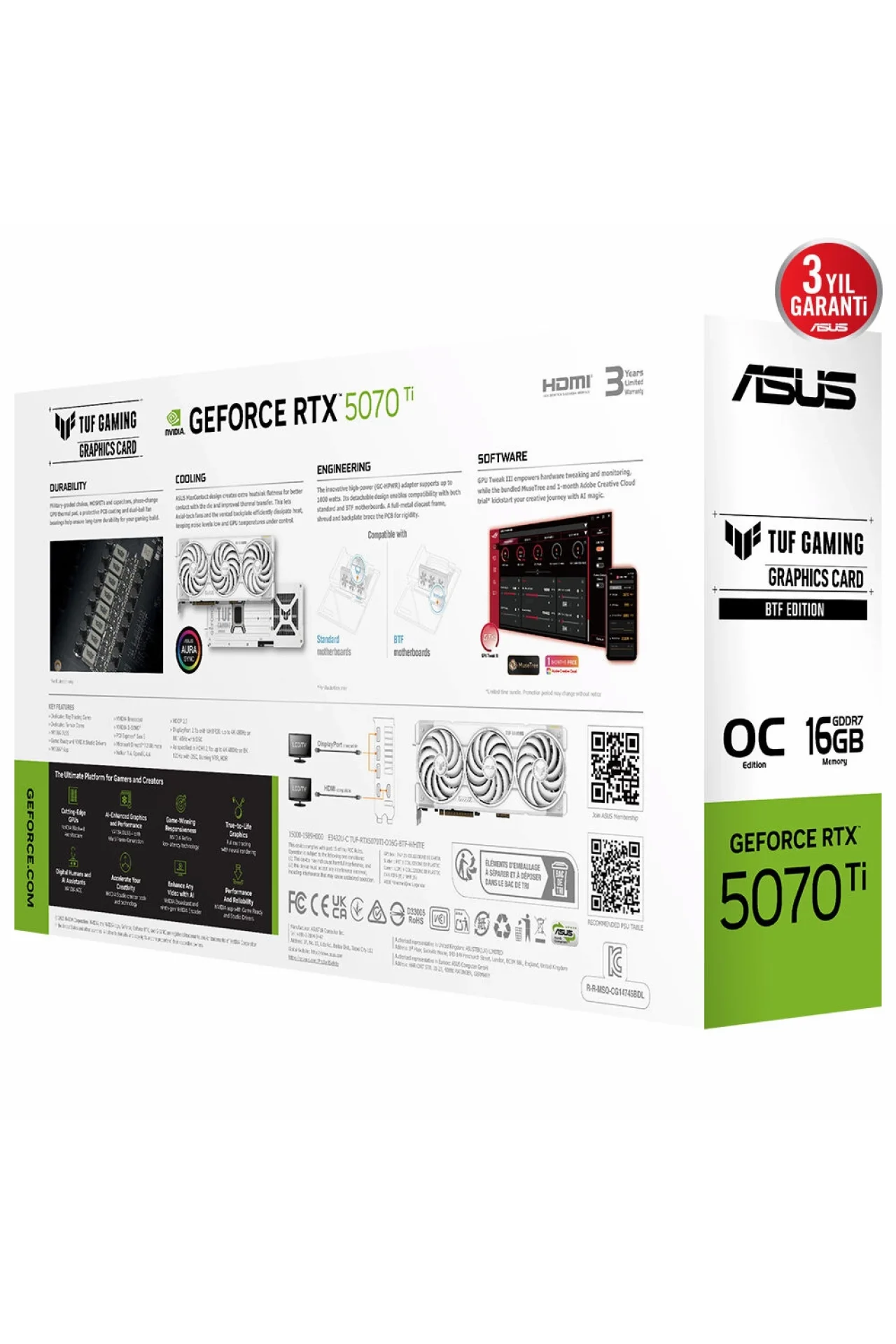 Asus Tuf Gaming GeForce RTX 5070 Ti 16GB GDDR7 BTF White OC
