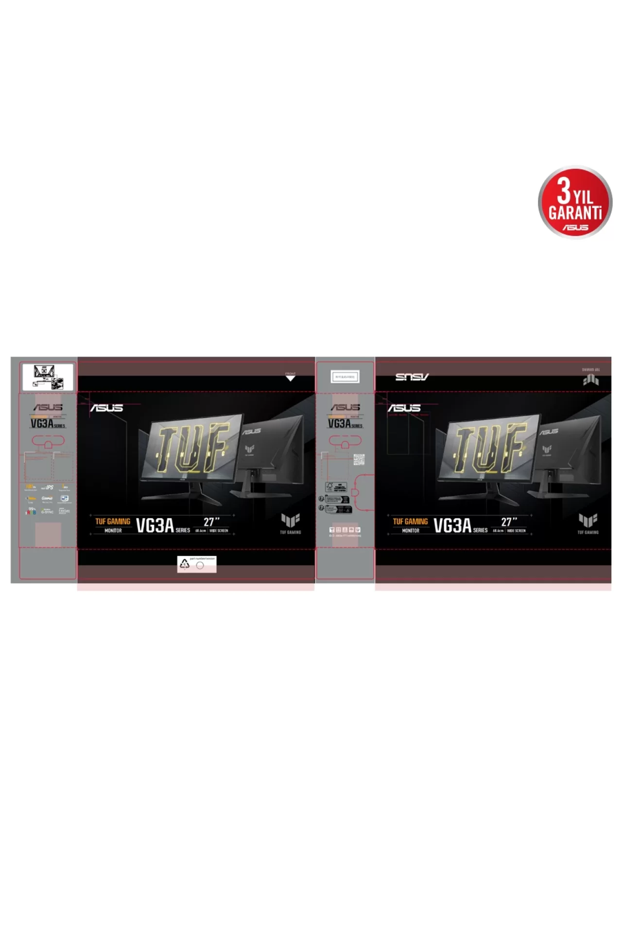 Asus Tuf VG279Q3A 27 Full HD G-Sync IPS 1ms 180Hz Gaming Monitör Siyah