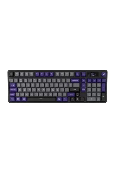 HK258 Membrane LCD RGB Kablosuz/Bluetooth Gri Mor Full Türkçe Gaming Oyuncu Klavye