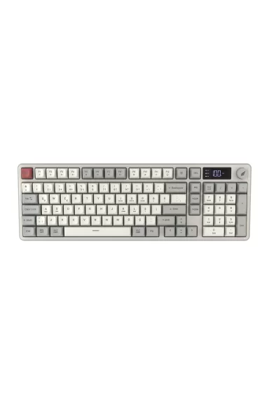HK258 Membrane LCD RGB Kablosuz/Bluetooth Kırmızı Haki Full Türkçe Gaming Oyuncu Klavye