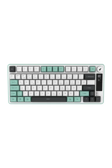 HK255 Membrane LCD RGB Kablosuz/Bluetooth Gri Yeşil %75 Türkçe Gaming Oyuncu Klavye
