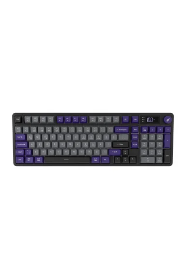 HK258 Membrane LCD RGB Kablosuz/Bluetooth Gri Mor Full Türkçe Gaming Oyuncu Klavye
