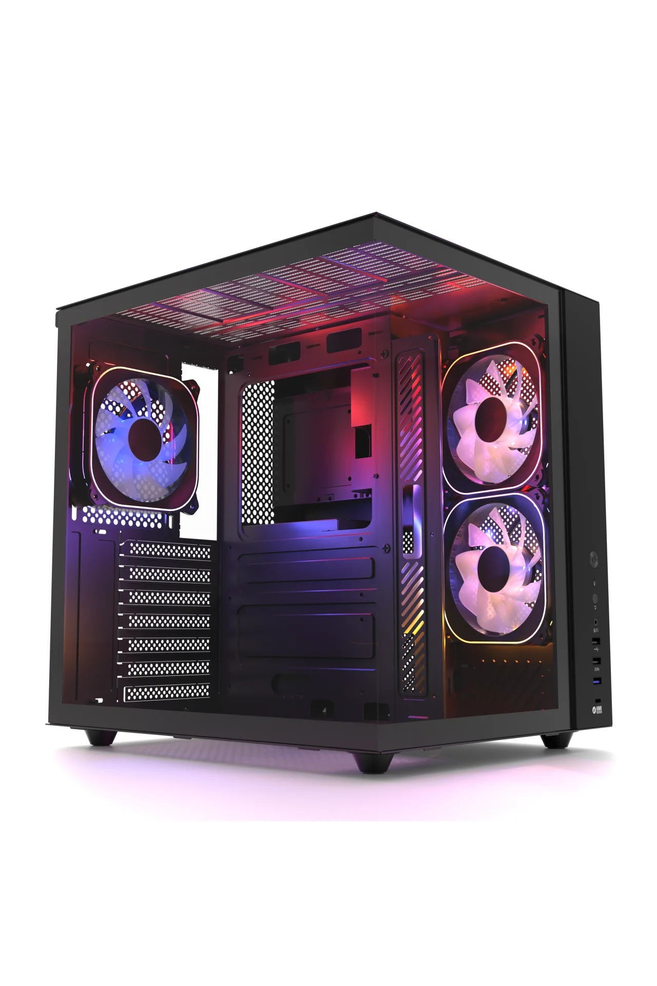 HC510 650W 80+ Bronze ARGB Akvaryum ATX Mid Tower Siyah Gaming Kasa