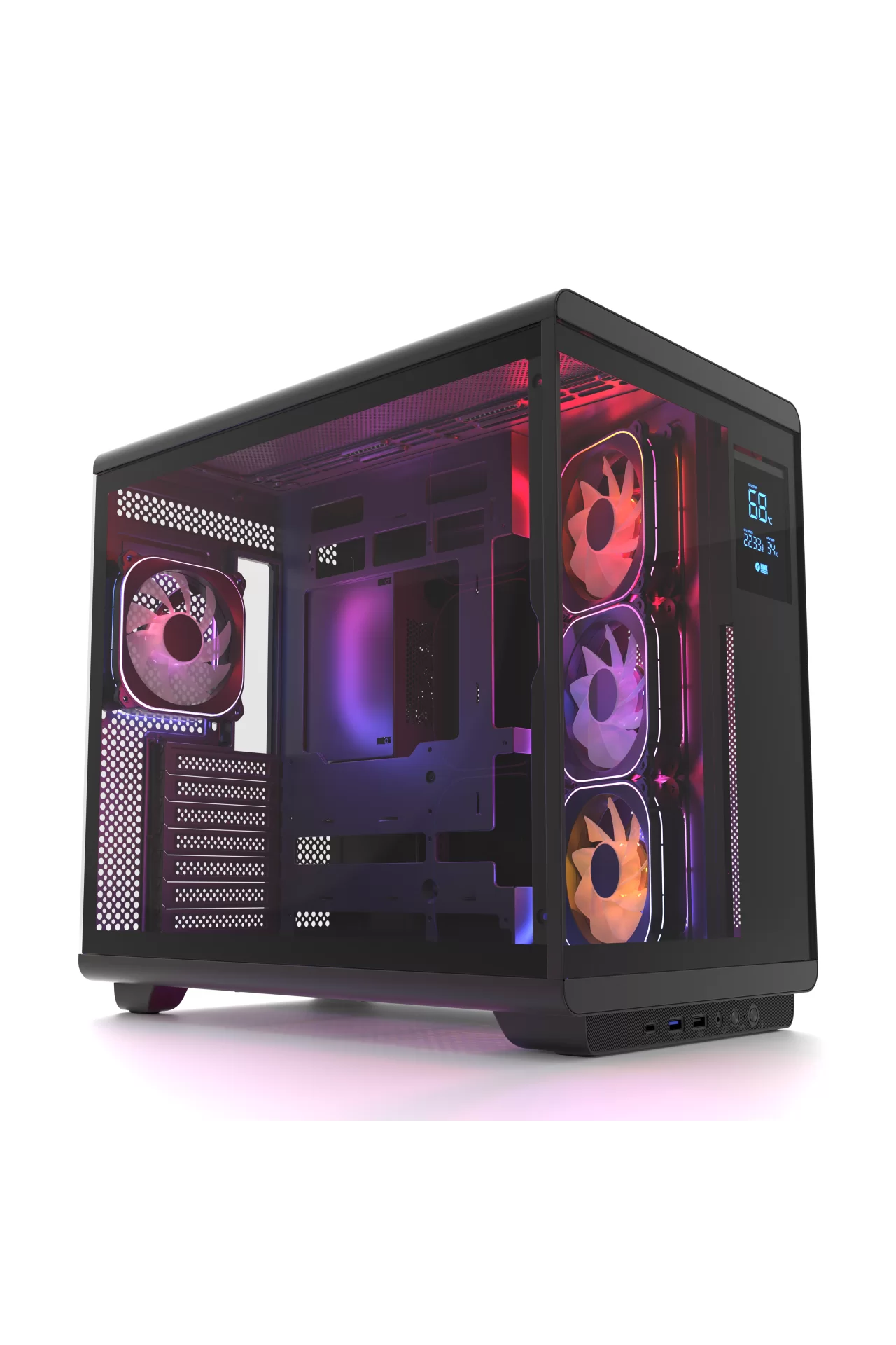 HC710 850W 80+ Bronze ARGB Akvaryum ATX Mid Tower Siyah Gaming Kasa