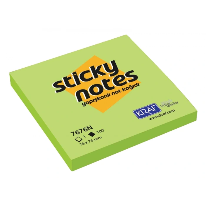 KRAF YAPIŞKANLI NOT KAĞIDI 76x76 NEON YEŞİL