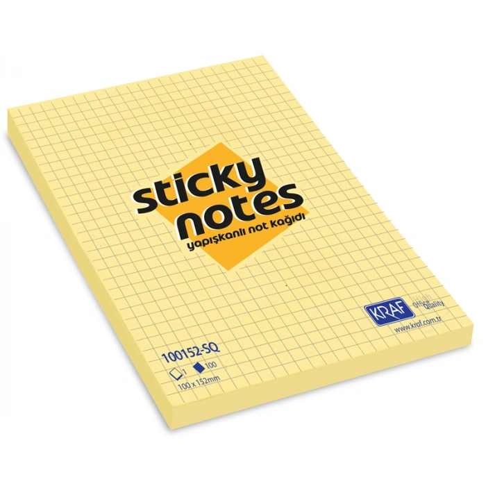KRAF YAPIŞKANLI NOT KAĞIDI 100x152 SARI KARELİ
